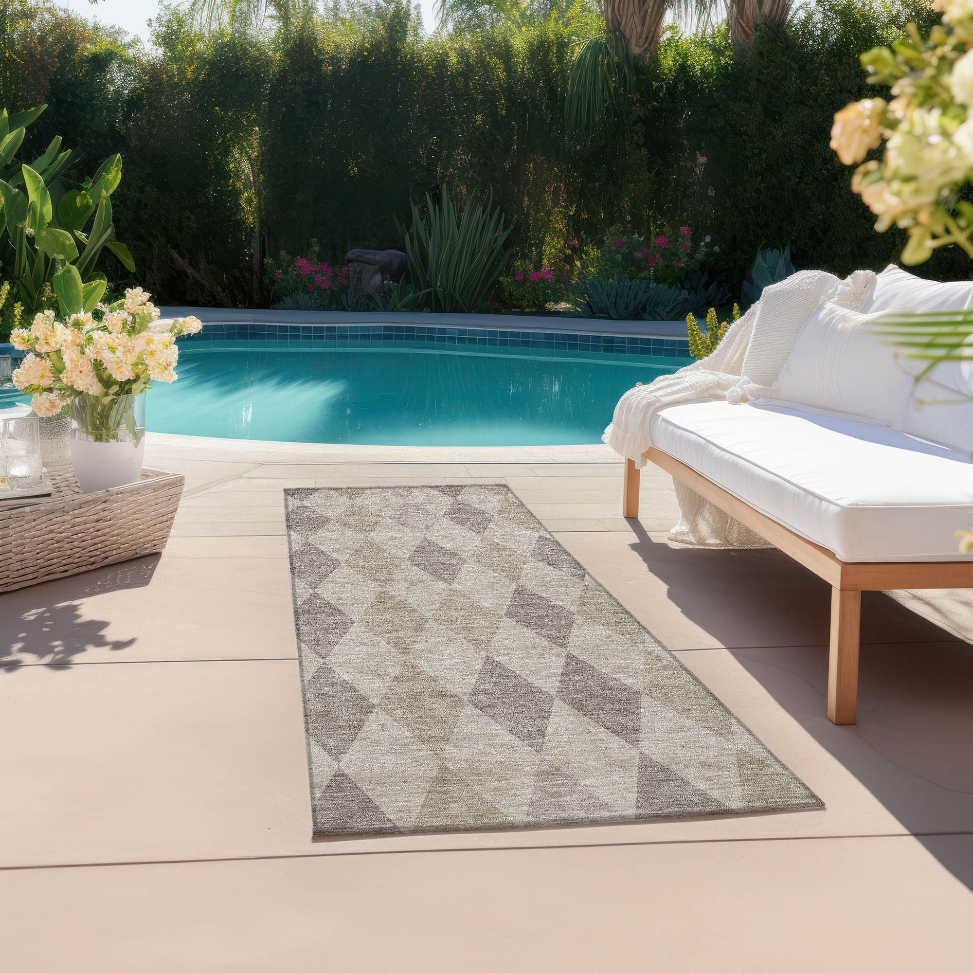 Machine Made ACN561 Beige Brown Rugs
