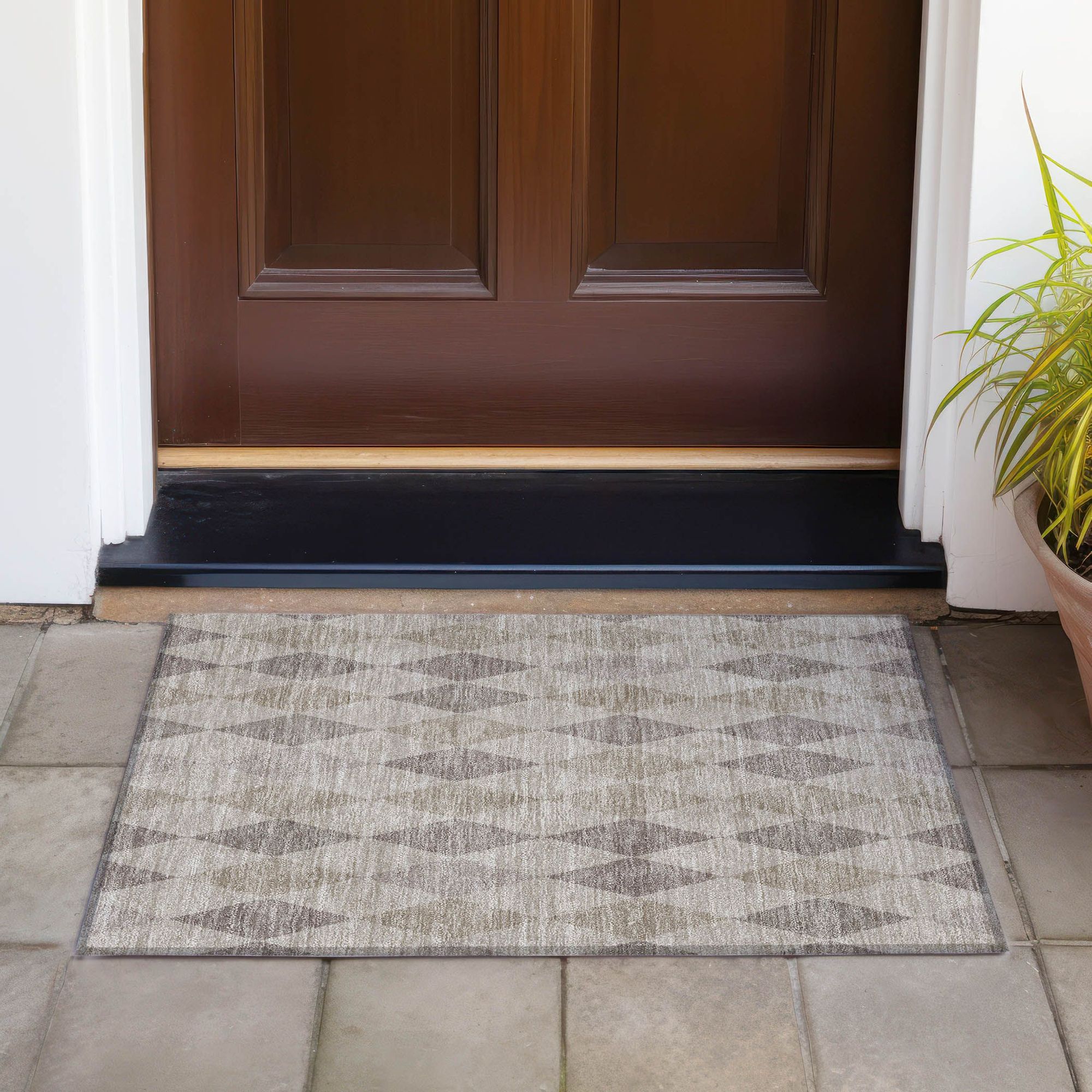 Machine Made ACN561 Beige Brown Rugs