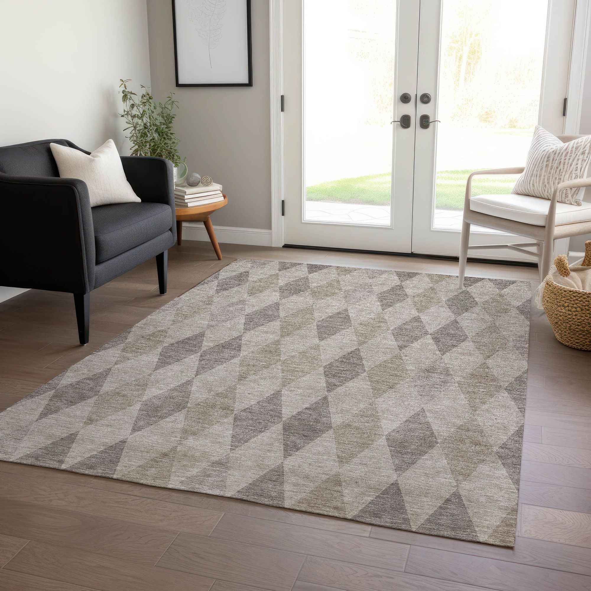 Machine Made ACN561 Beige Brown Rugs