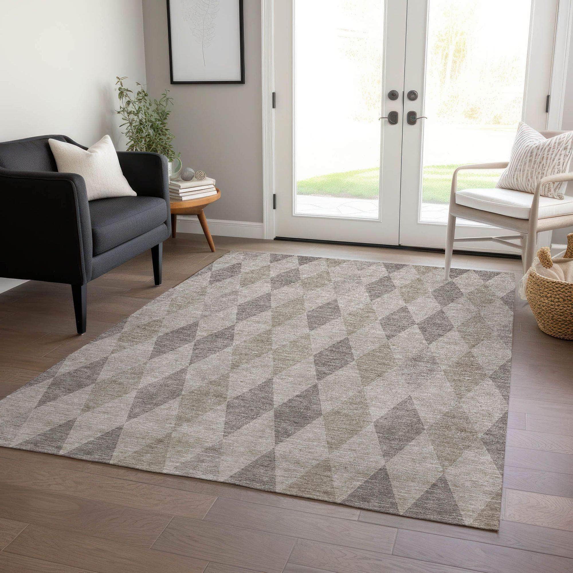 Machine Made ACN561 Beige Brown Rugs