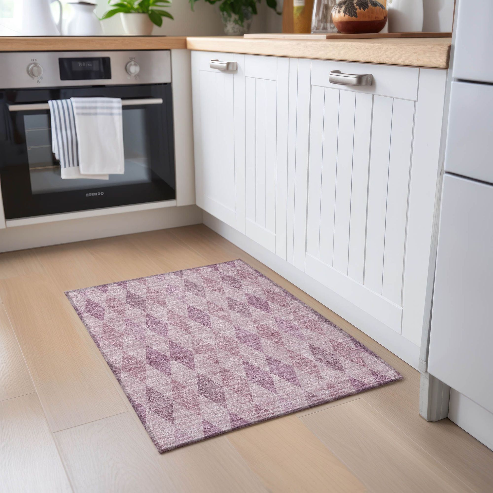 Machine Made ACN561 Blush Pink Rugs