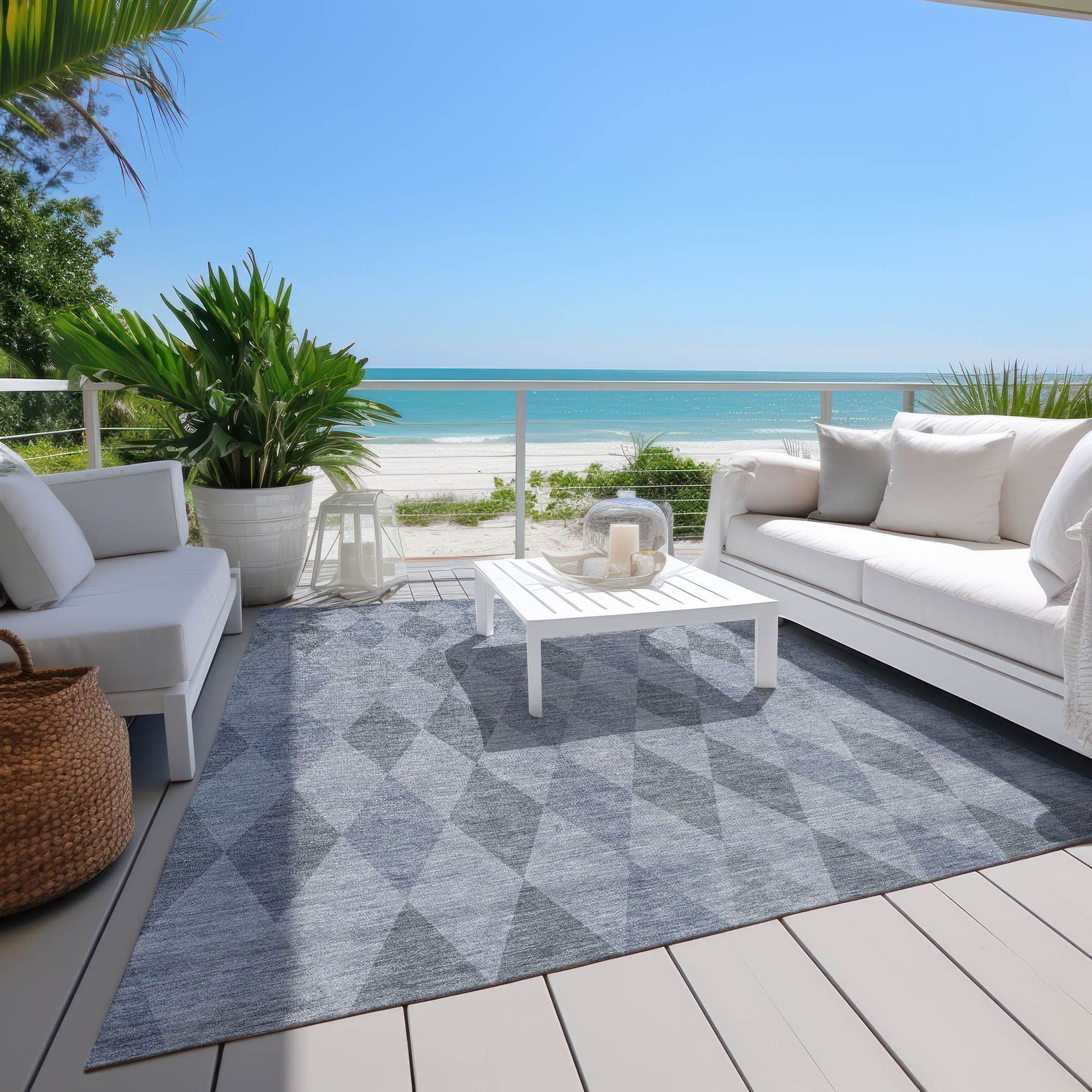 Machine Made ACN561 Denim Blue Rugs