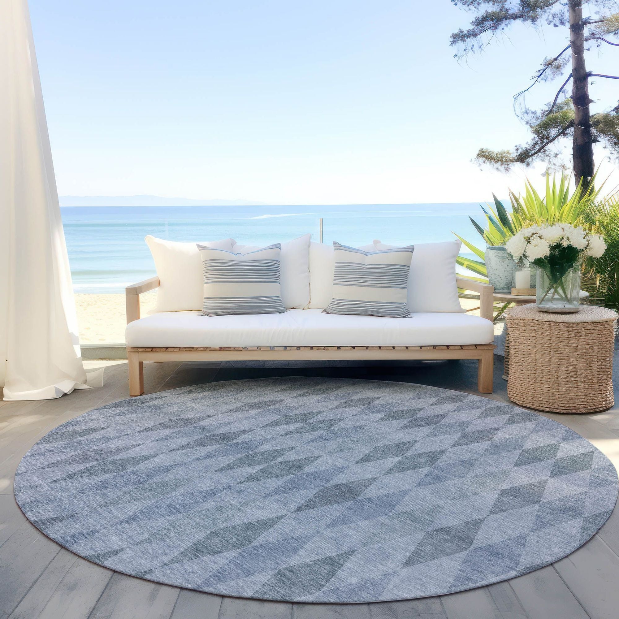 Machine Made ACN561 Denim Blue Rugs
