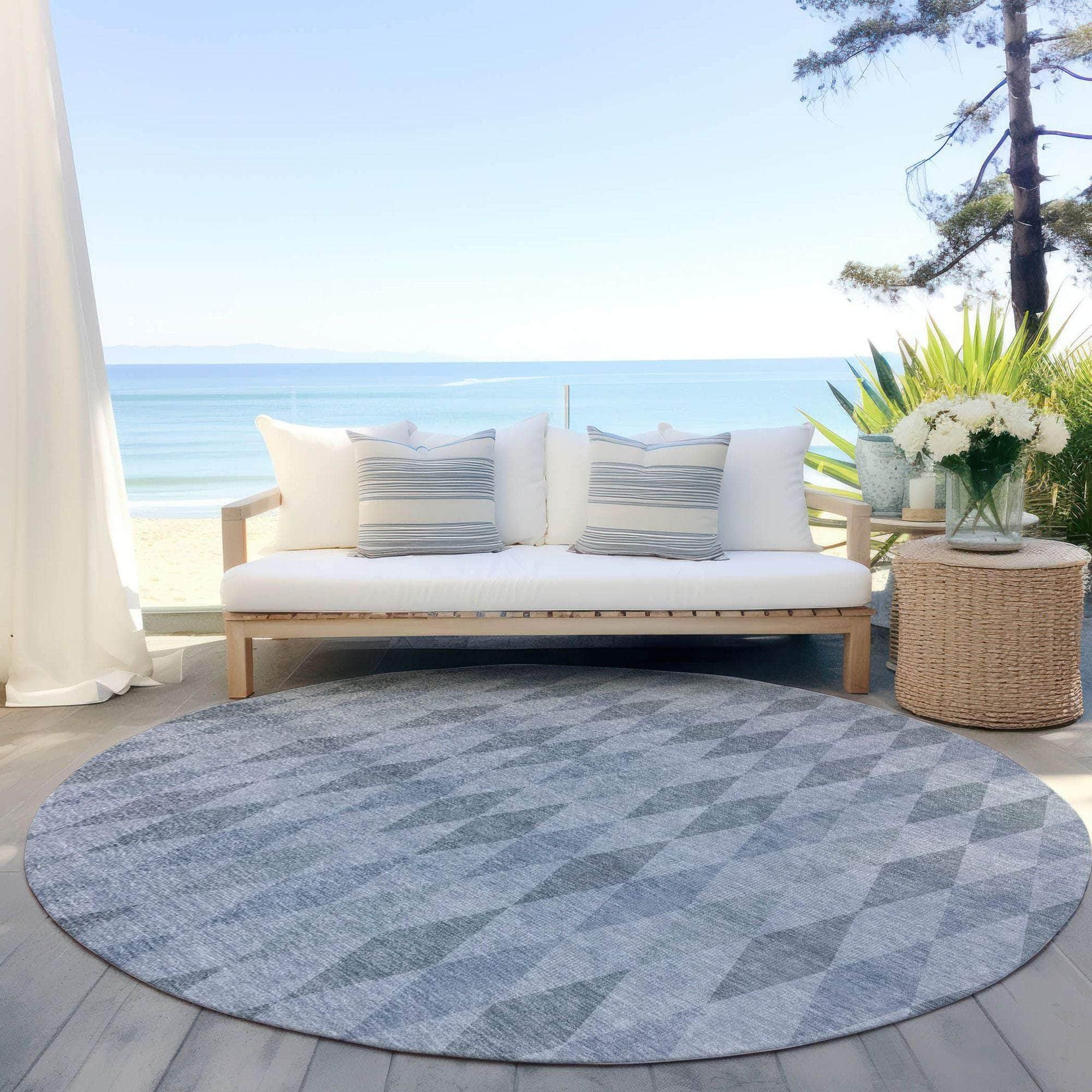 Machine Made ACN561 Denim Blue Rugs