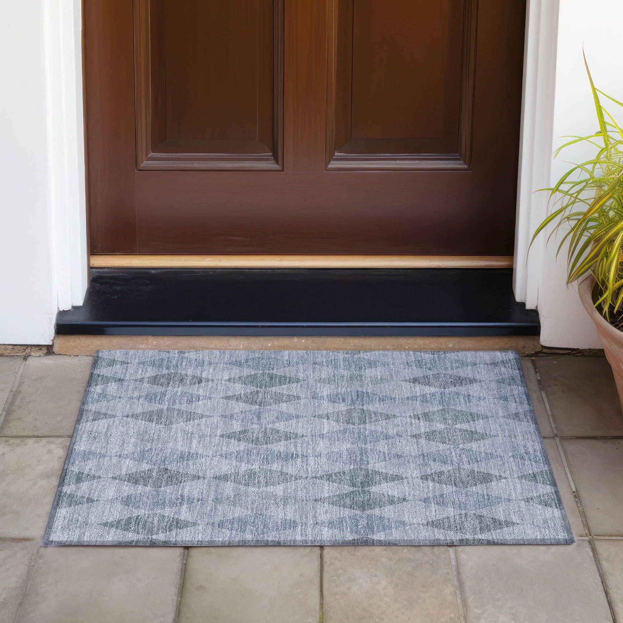 Machine Made ACN561 Denim Blue Rugs