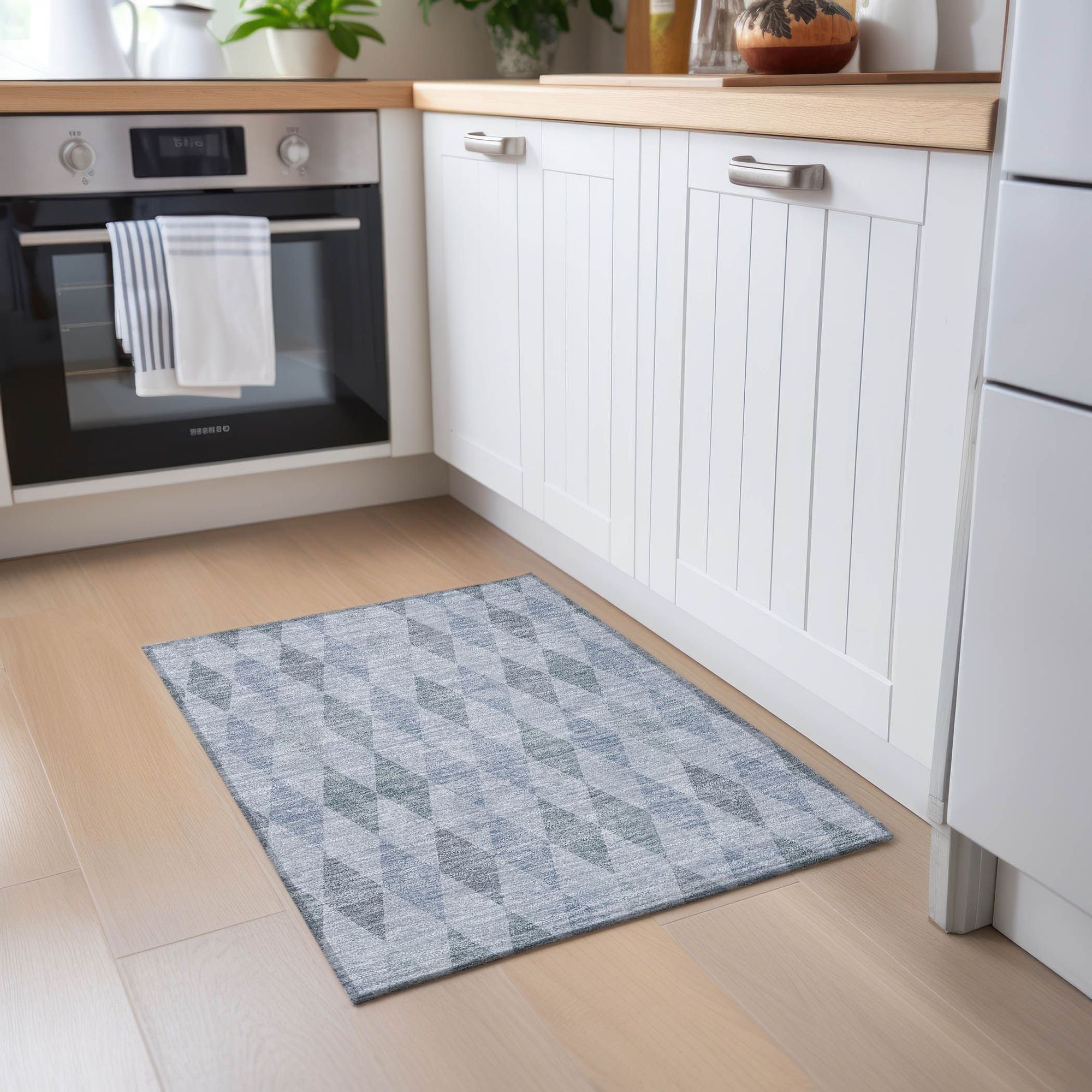 Machine Made ACN561 Denim Blue Rugs