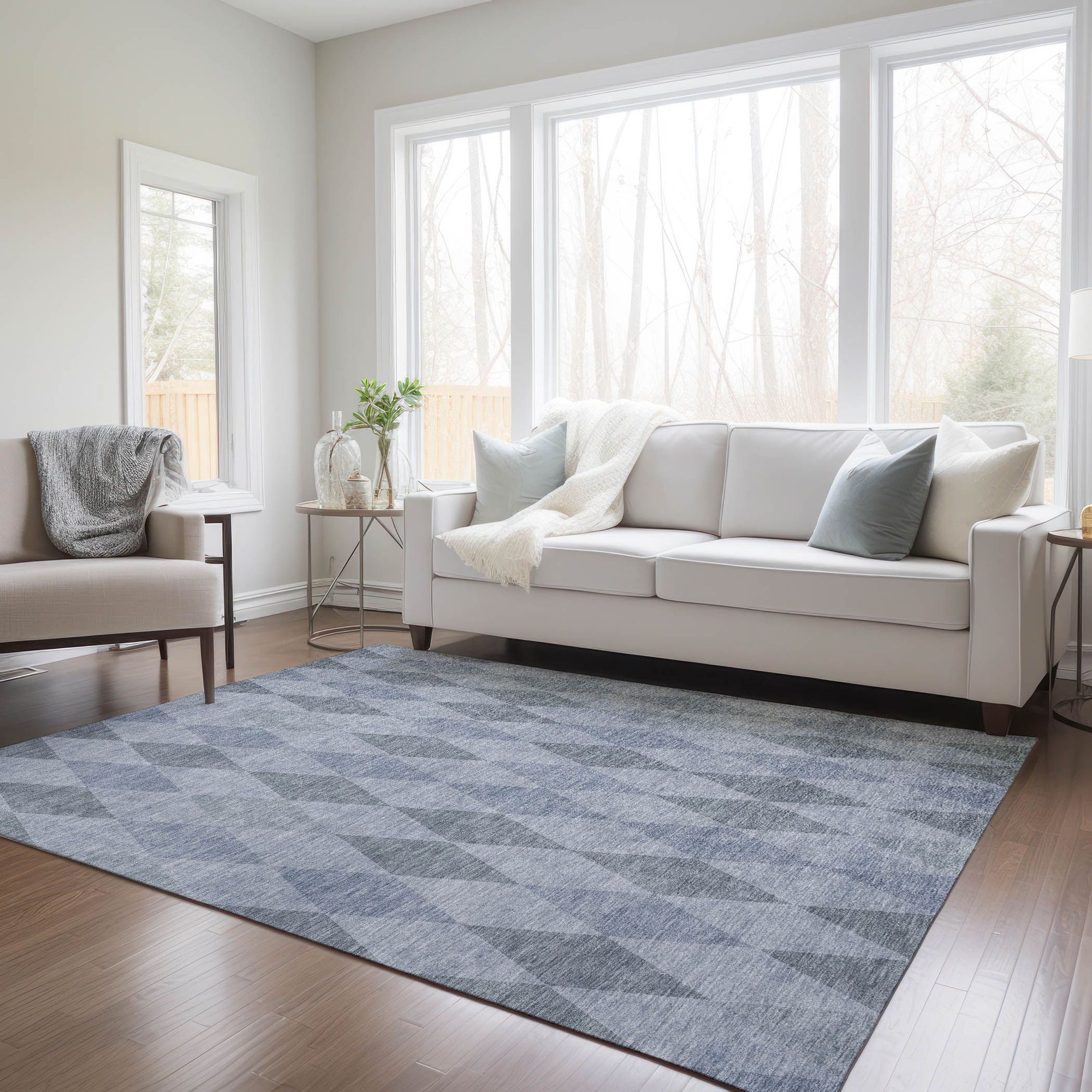Machine Made ACN561 Denim Blue Rugs