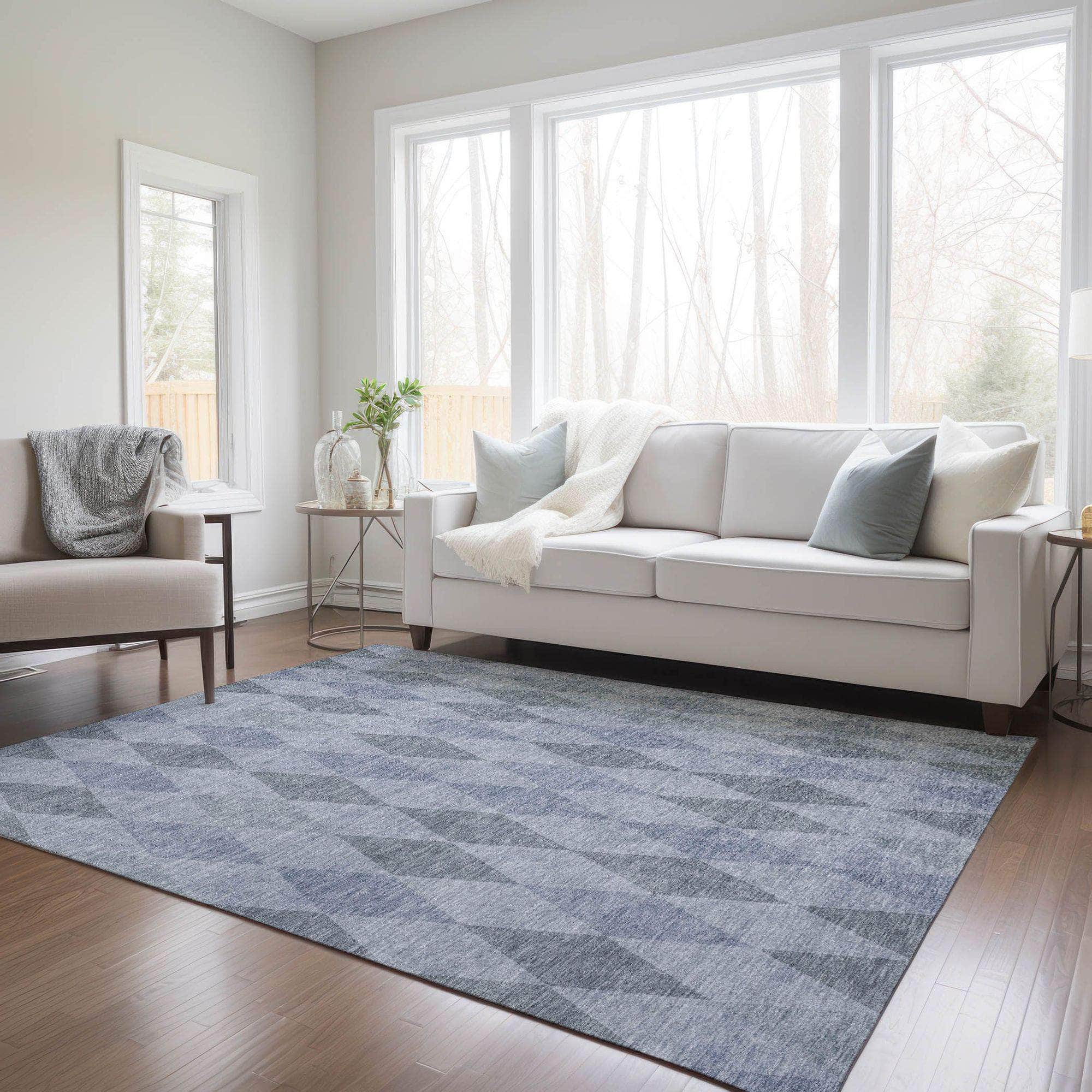 Machine Made ACN561 Denim Blue Rugs