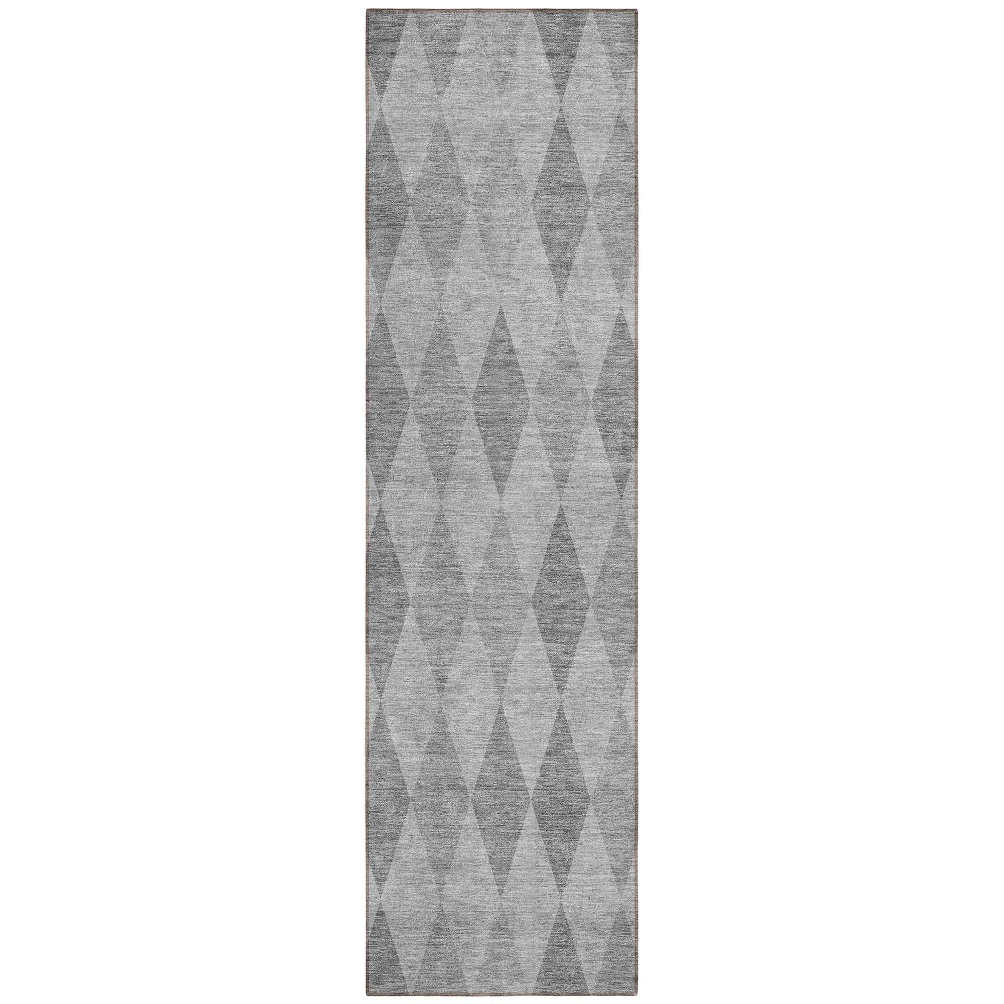 Machine Washable Gray Rug - Indoor / Outdoor - Kids / Pet Friendly Geometric Print Rug