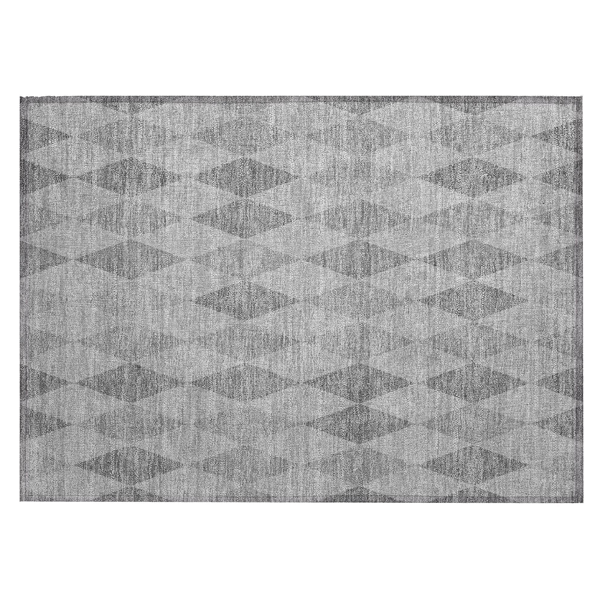 Machine Washable Gray Rug - Indoor / Outdoor - Kids / Pet Friendly Geometric Print Rug