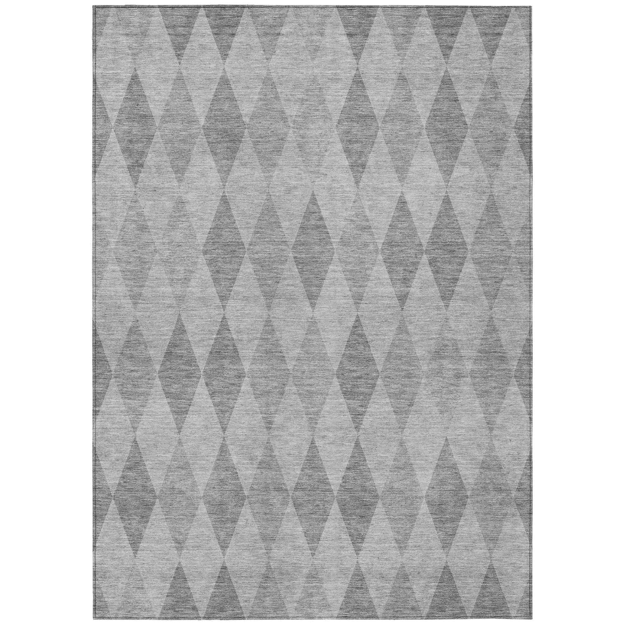 Machine Washable Gray Rug - Indoor / Outdoor - Kids / Pet Friendly Geometric Print Rug