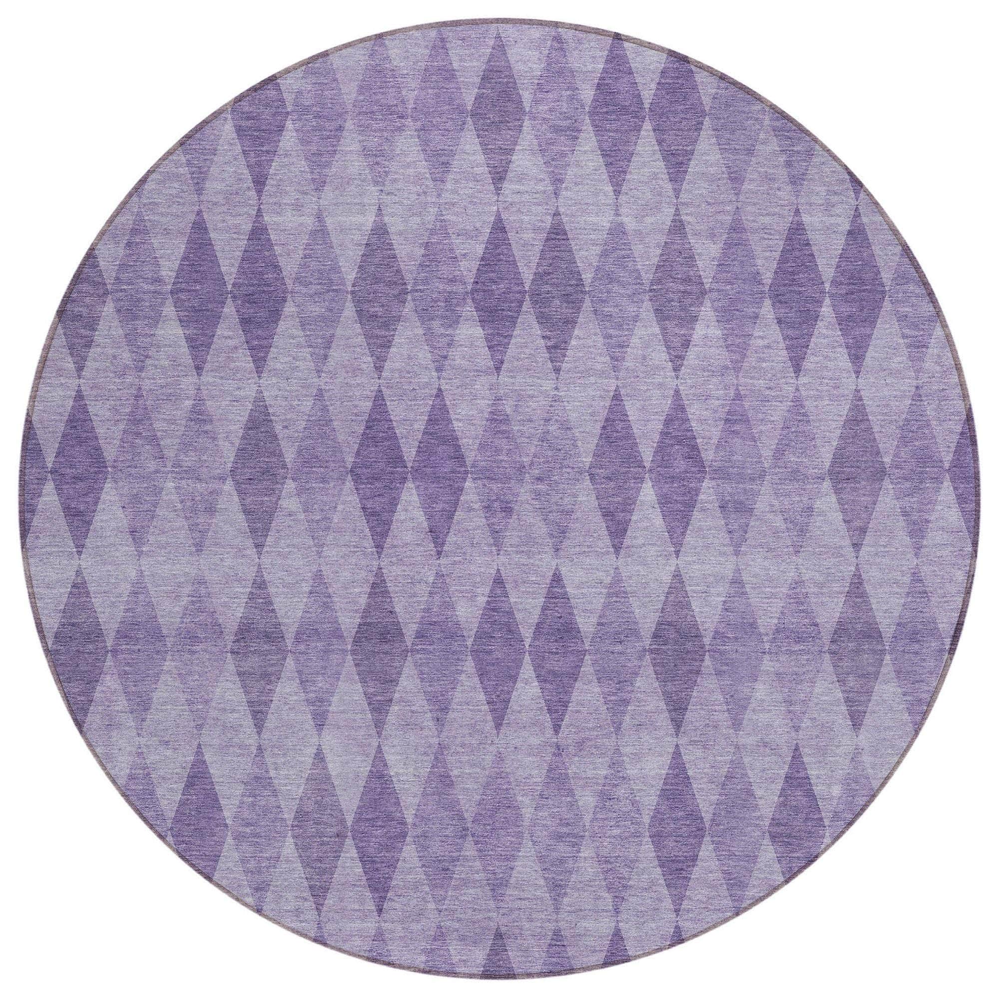 Machine Washable Purple Rug - Indoor / Outdoor - Kids / Pet Friendly Geometric Print Rug