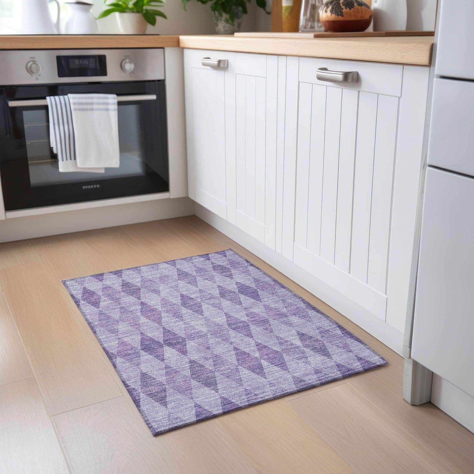 Machine Made ACN561 Purple Rugs