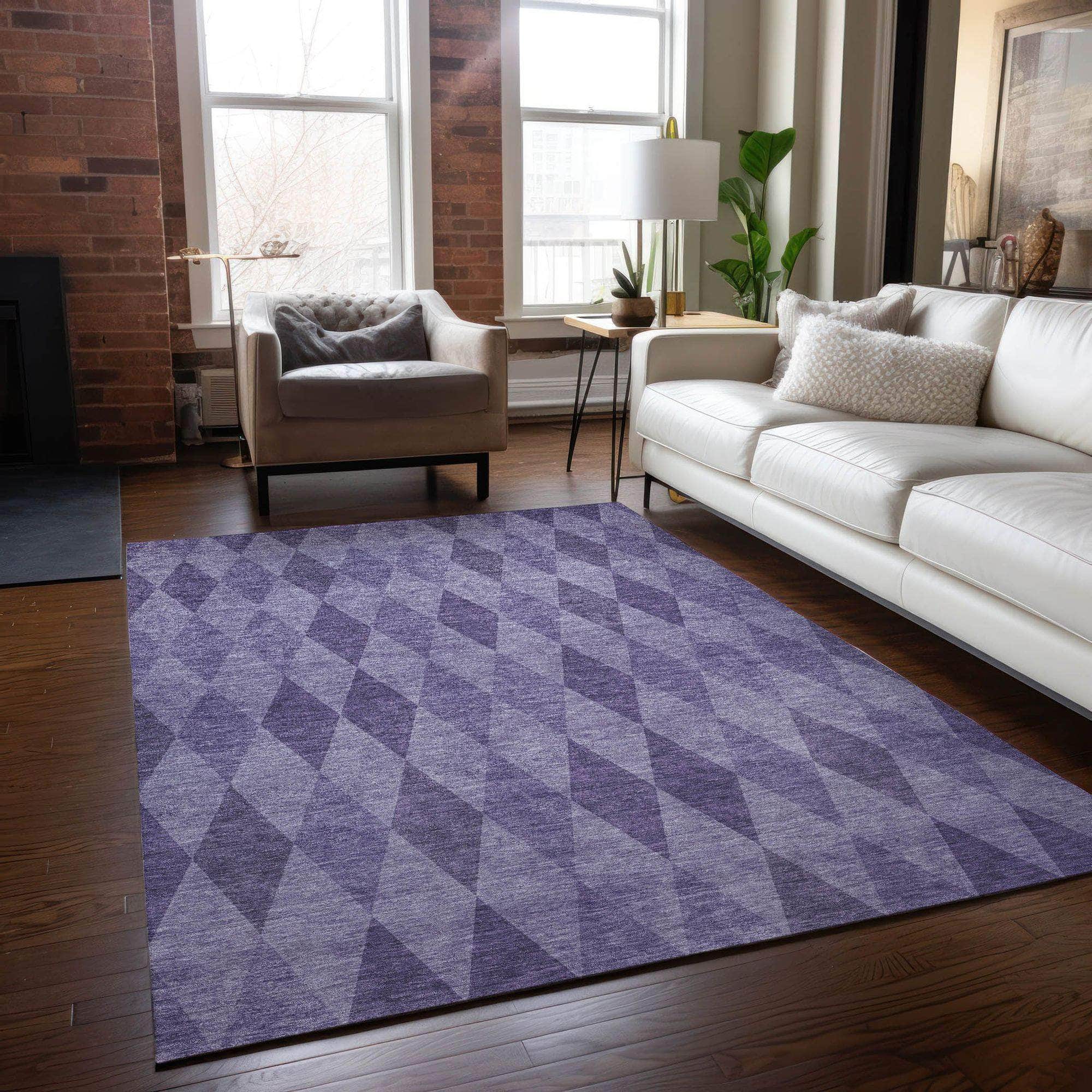 Machine Made ACN561 Purple Rugs