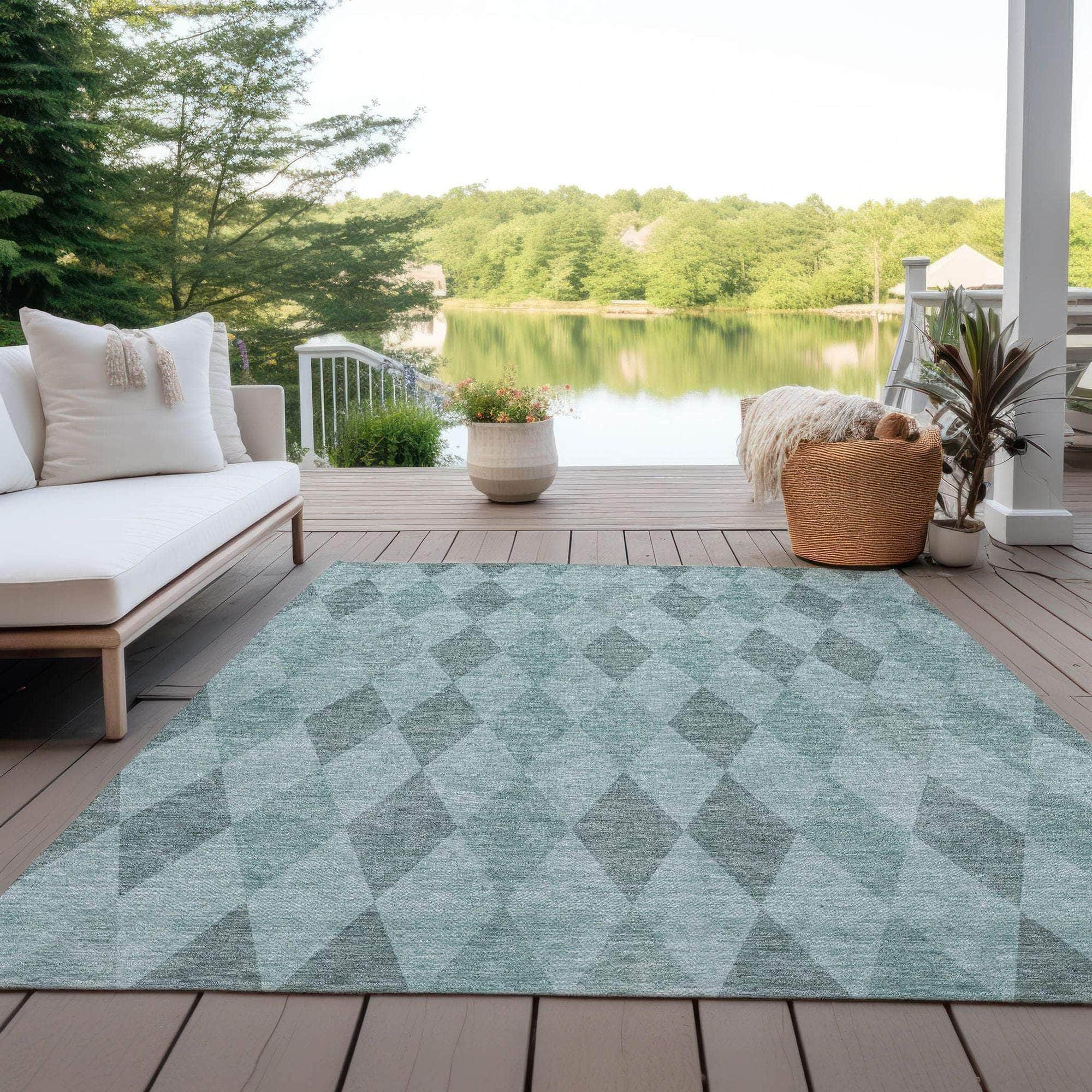 Machine Made ACN561 Teal Rugs