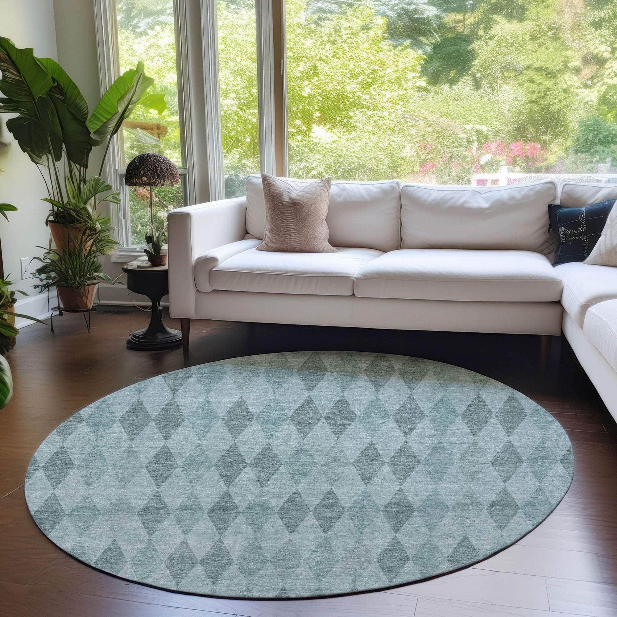 Machine Made ACN561 Teal Rugs