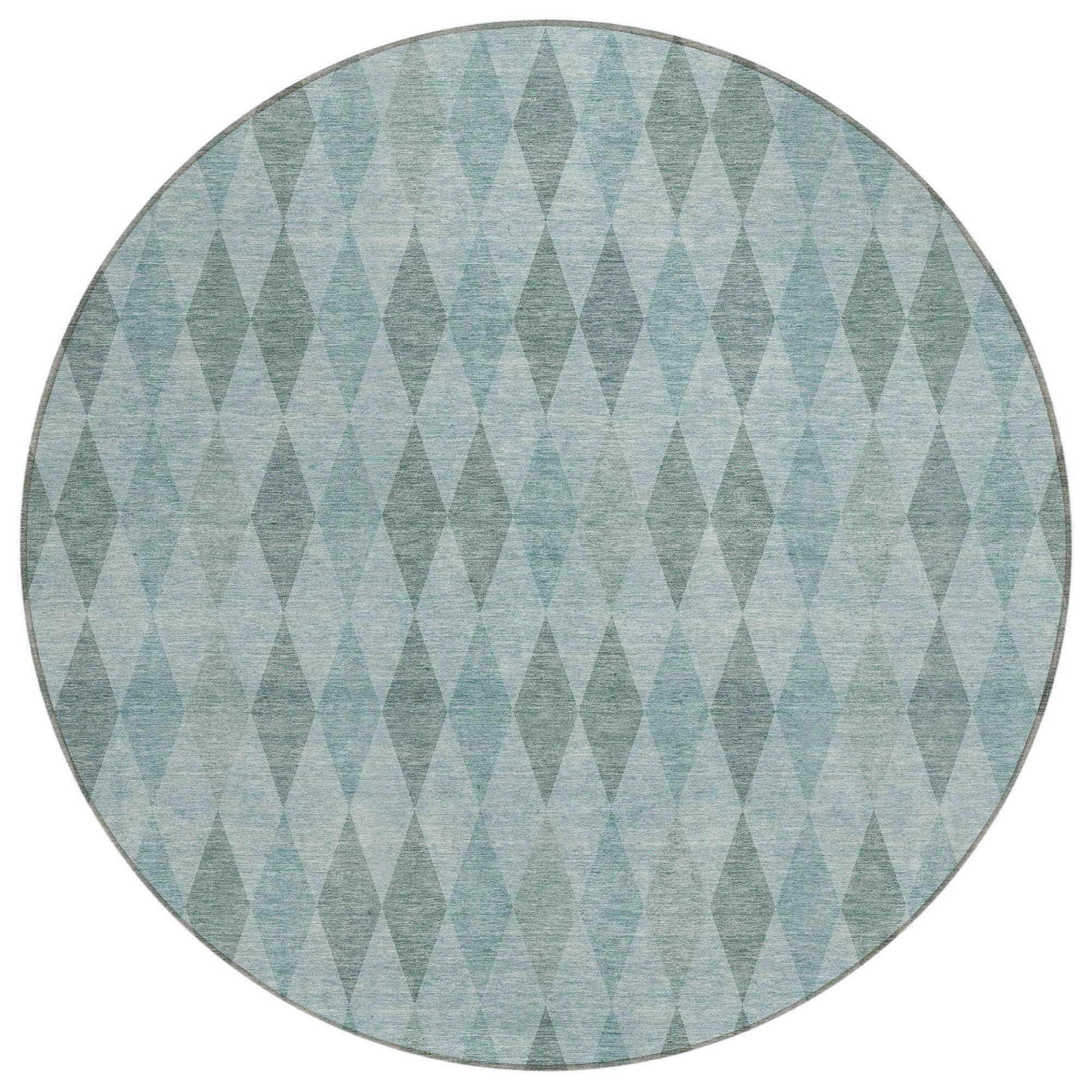 Machine Washable Teal Rug - Indoor / Outdoor - Kids / Pet Friendly Geometric Print Rug