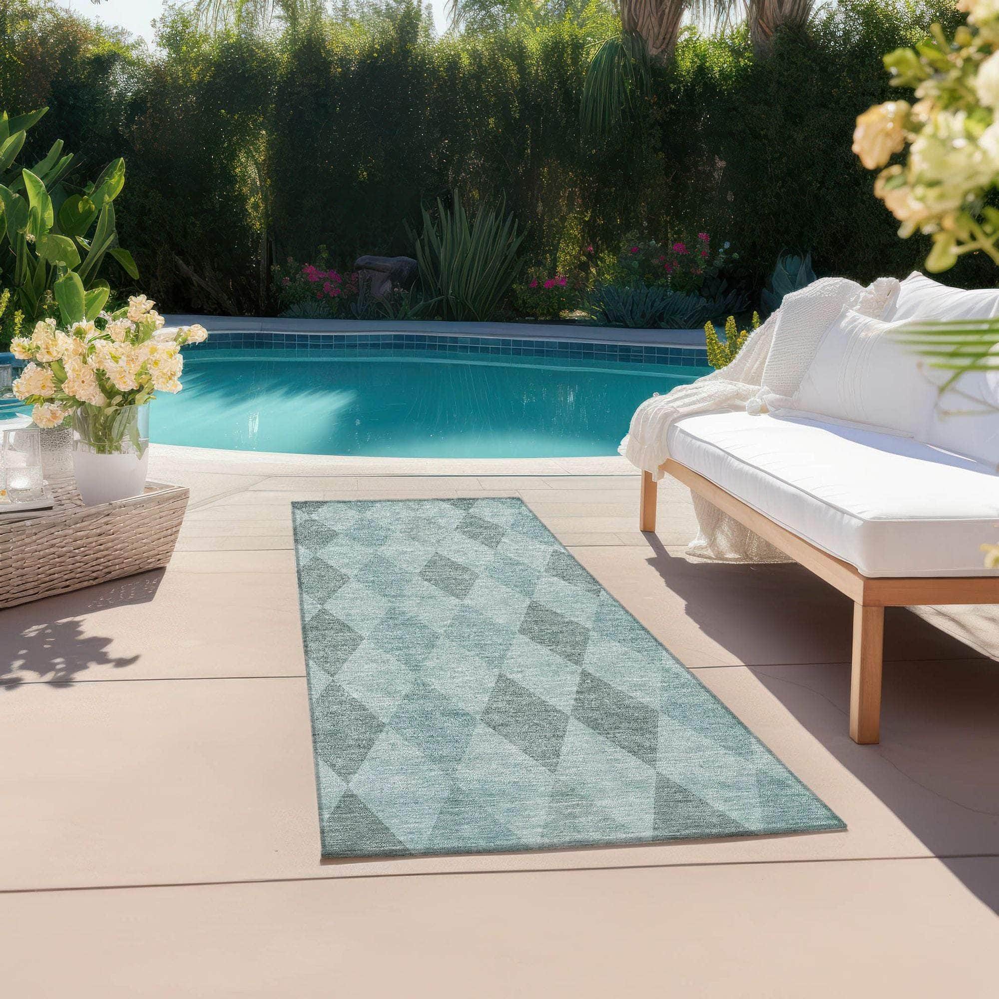 Machine Made ACN561 Teal Rugs