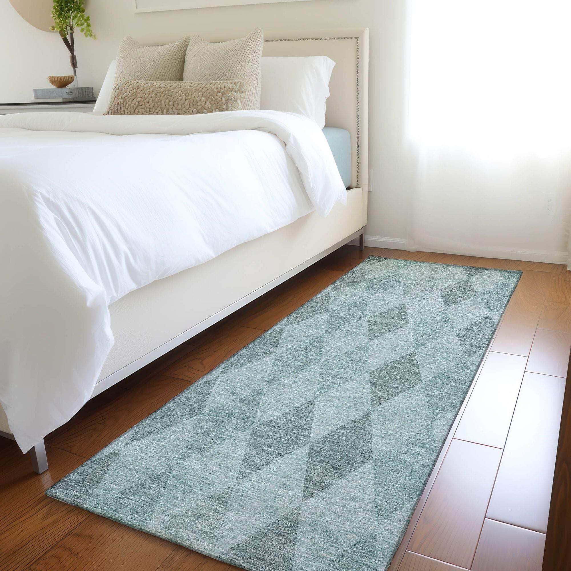 Machine Made ACN561 Teal Rugs