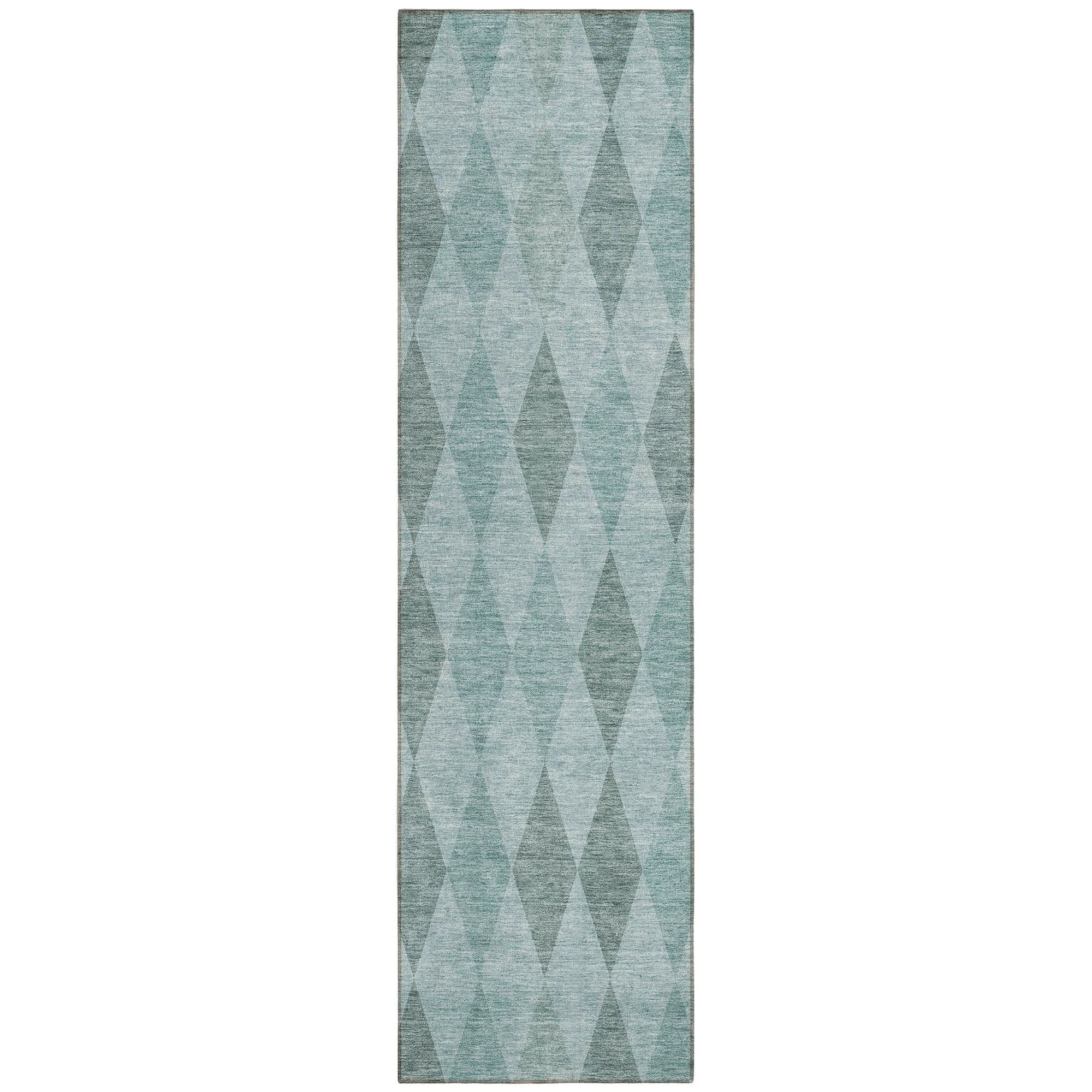 Machine Washable Teal Rug - Indoor / Outdoor - Kids / Pet Friendly Geometric Print Rug