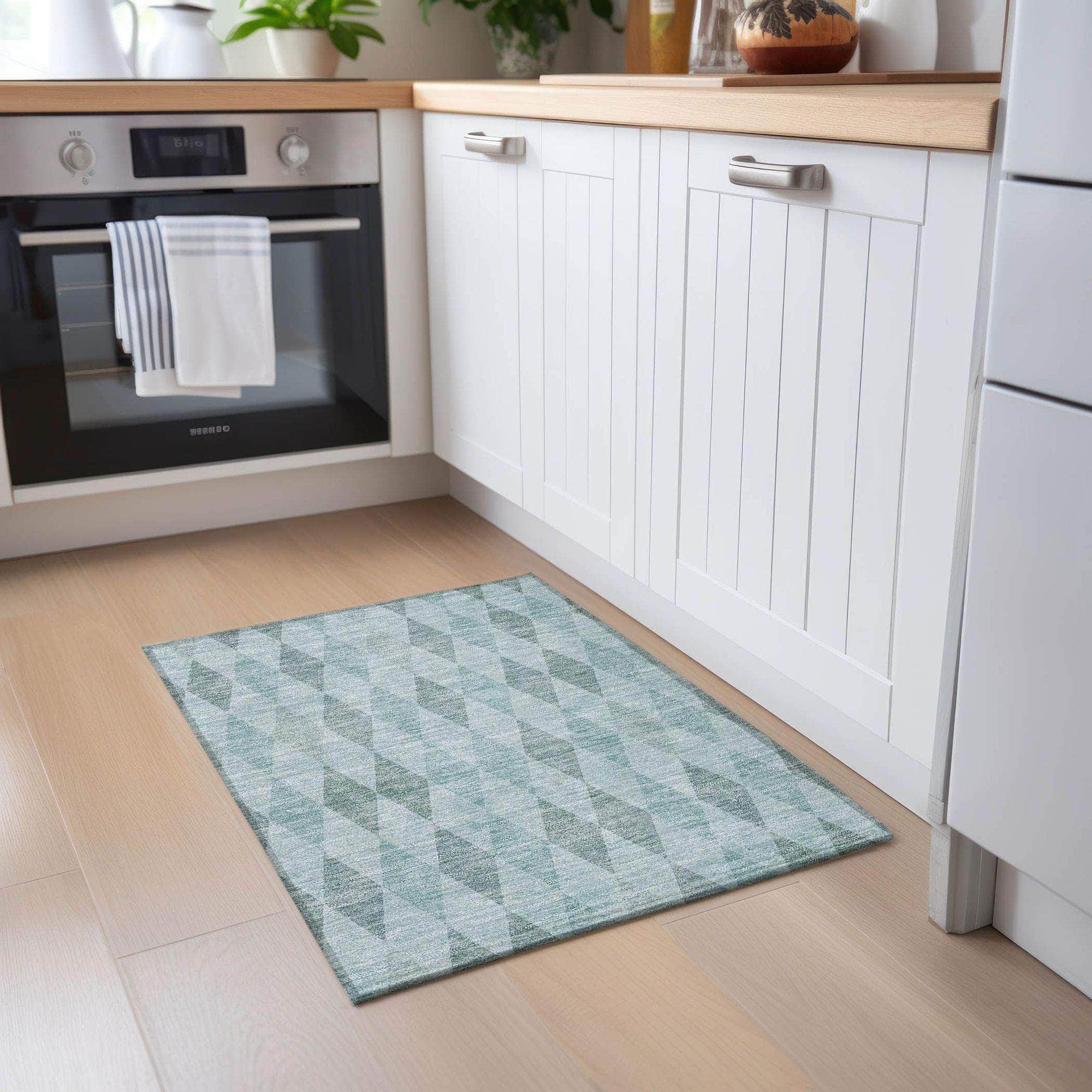 Machine Made ACN561 Teal Rugs
