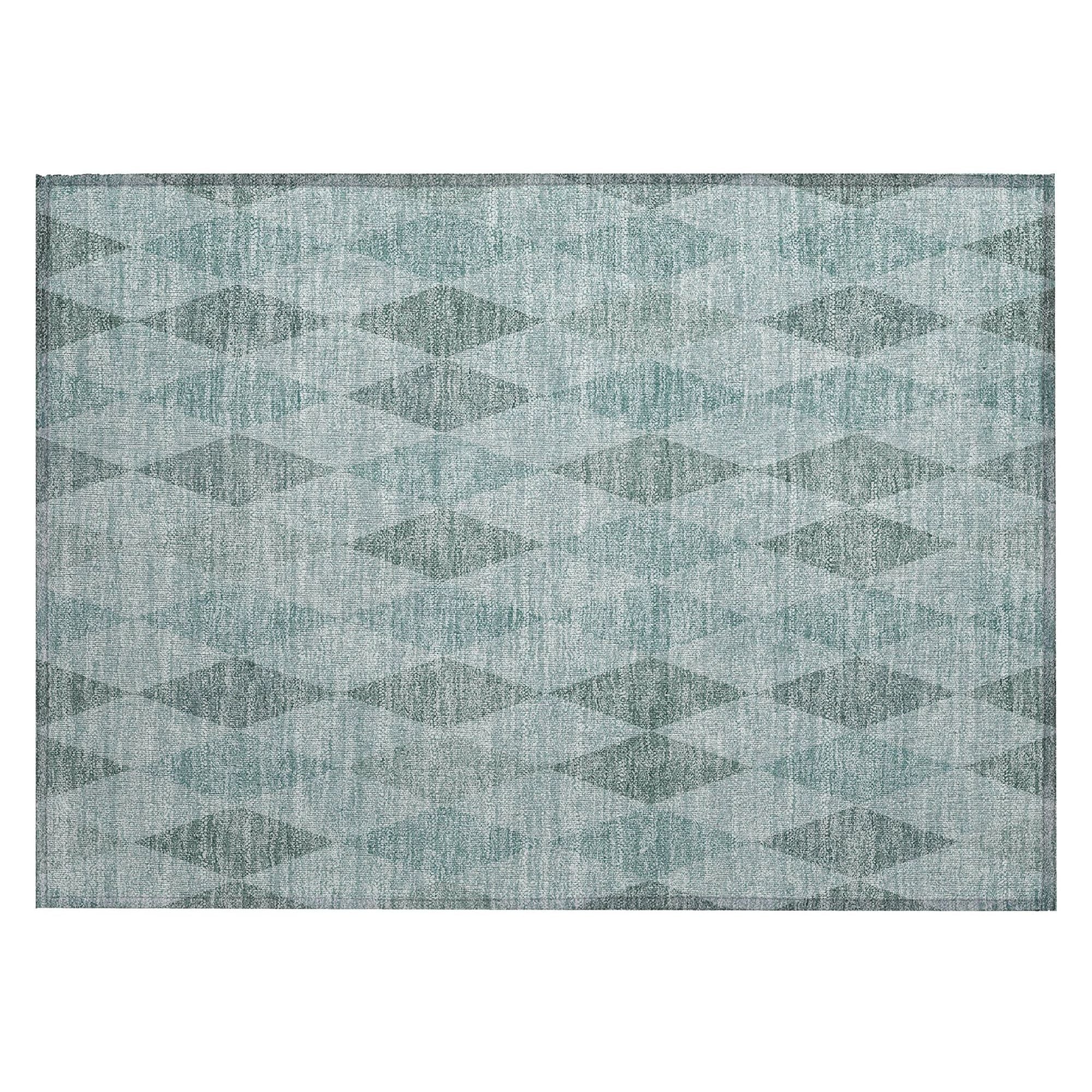 Machine Washable Teal Rug - Indoor / Outdoor - Kids / Pet Friendly Geometric Print Rug