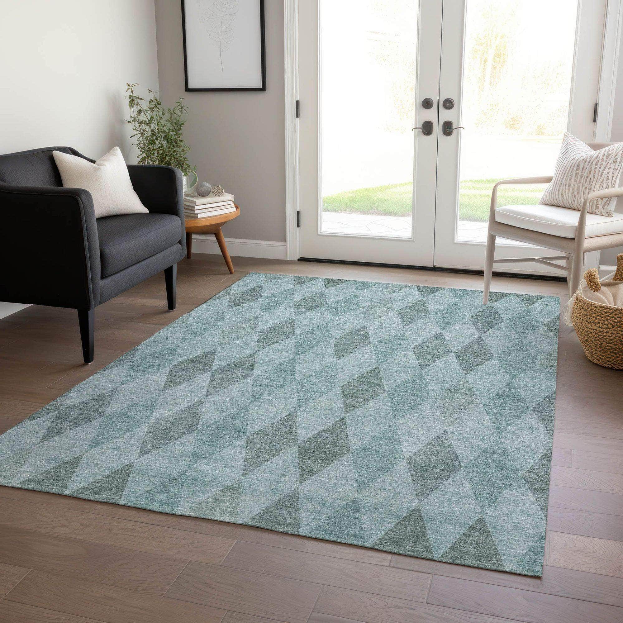 Machine Made ACN561 Teal Rugs