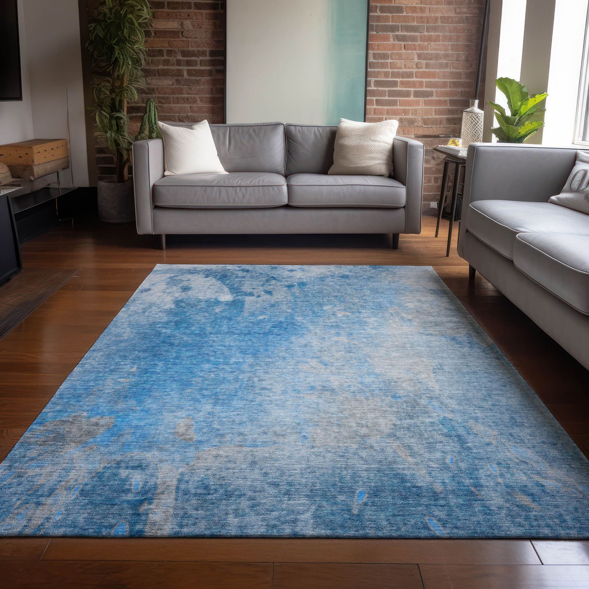 Machine Made ACN562 Blue Rugs