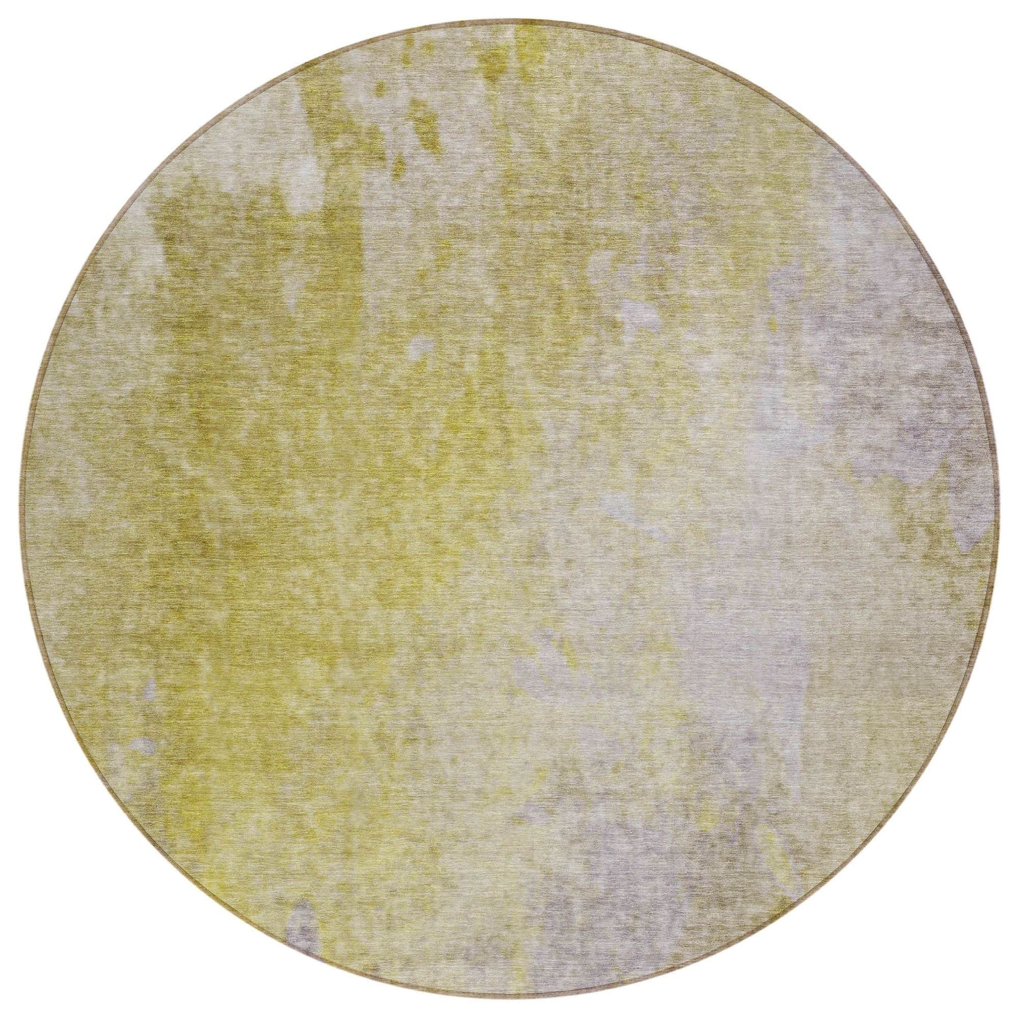 Machine Washable Gold Rug - Indoor / Outdoor - Kids / Pet Friendly Abstract Print Rug