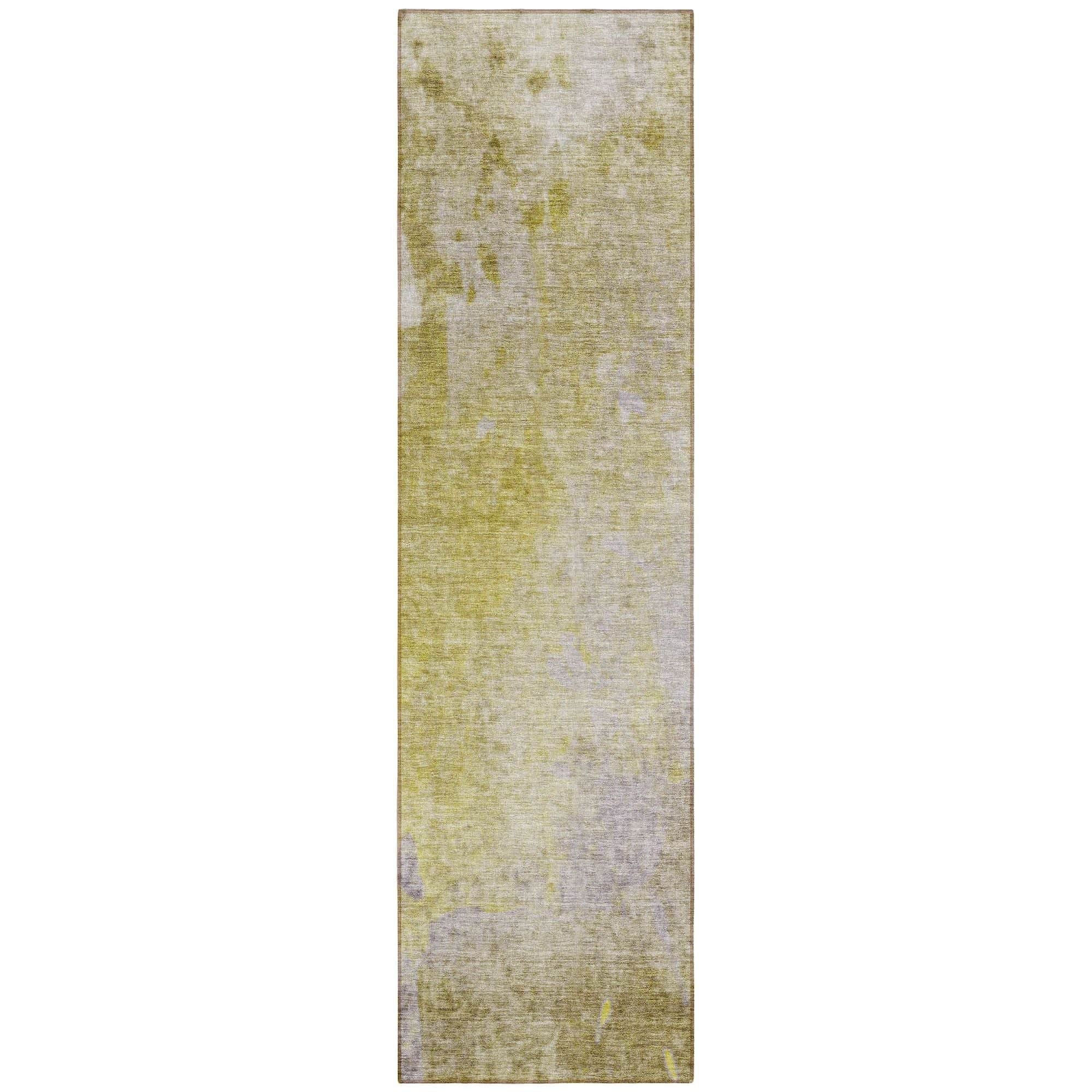 Machine Washable Gold Rug - Indoor / Outdoor - Kids / Pet Friendly Abstract Print Rug