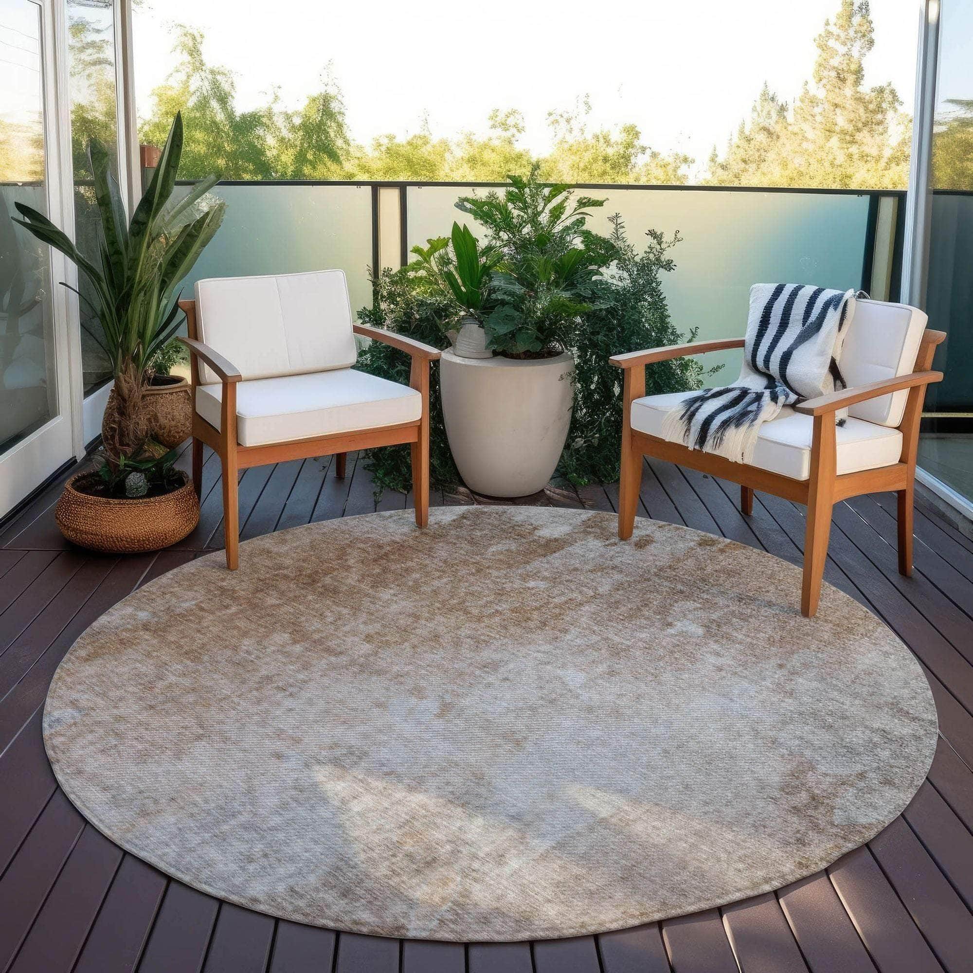 Machine Made ACN562 Mocha Brown Rugs