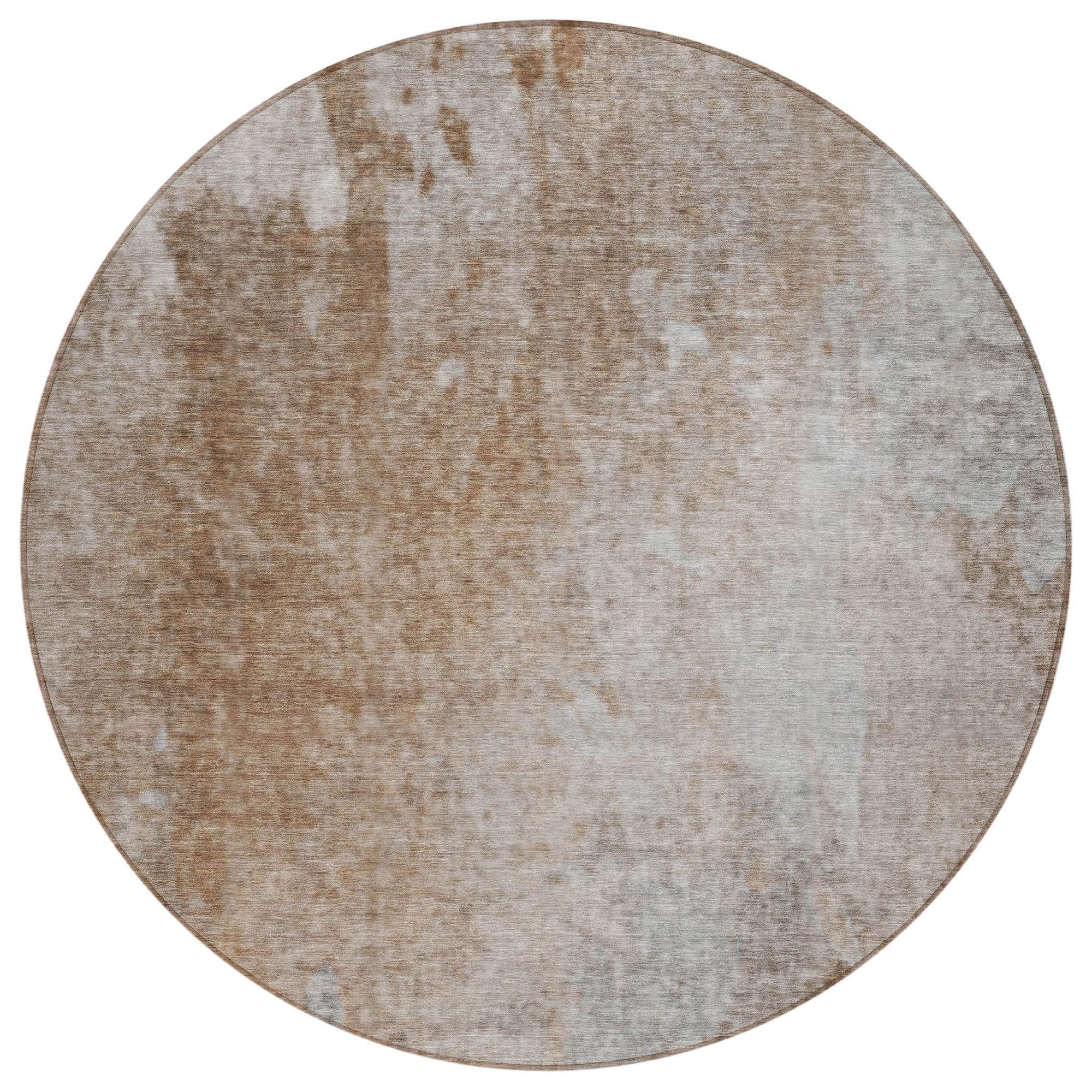 Machine Washable Mocha Brown Rug - Indoor / Outdoor - Kids / Pet Friendly Abstract Print Rug