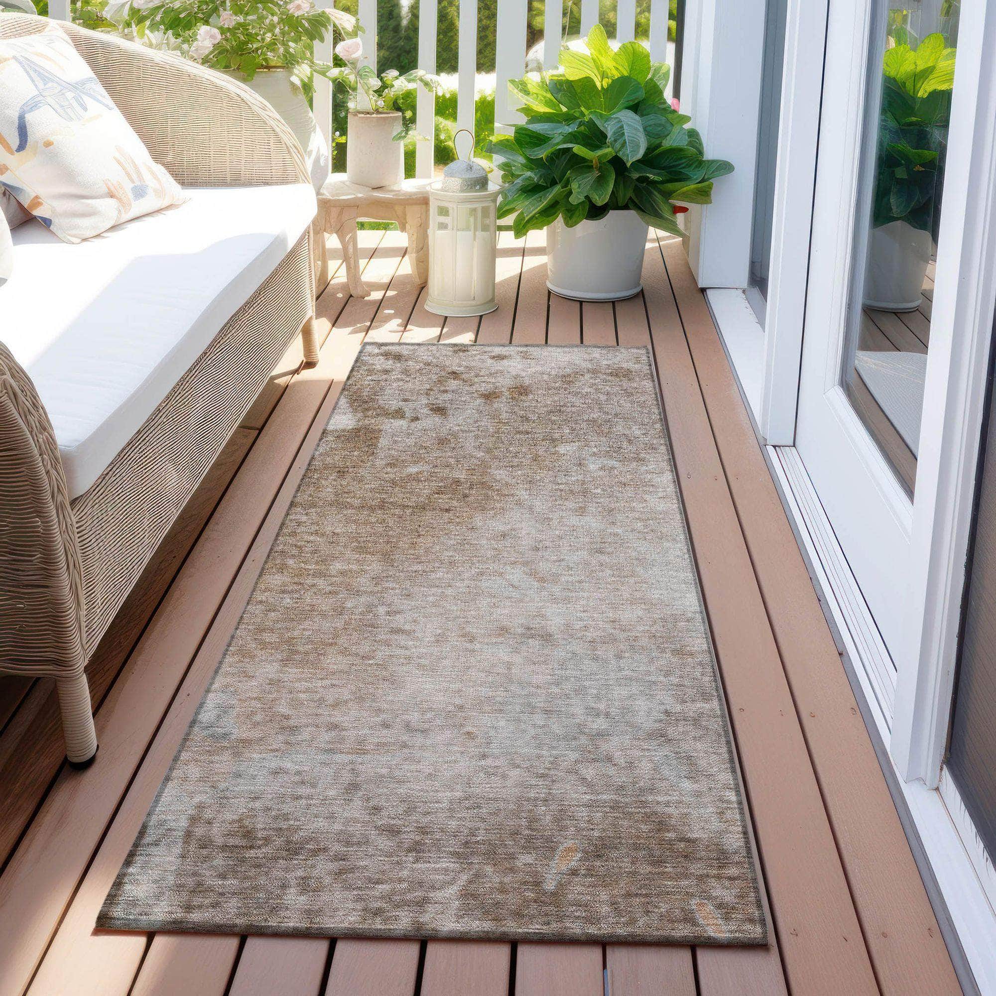 Machine Made ACN562 Mocha Brown Rugs