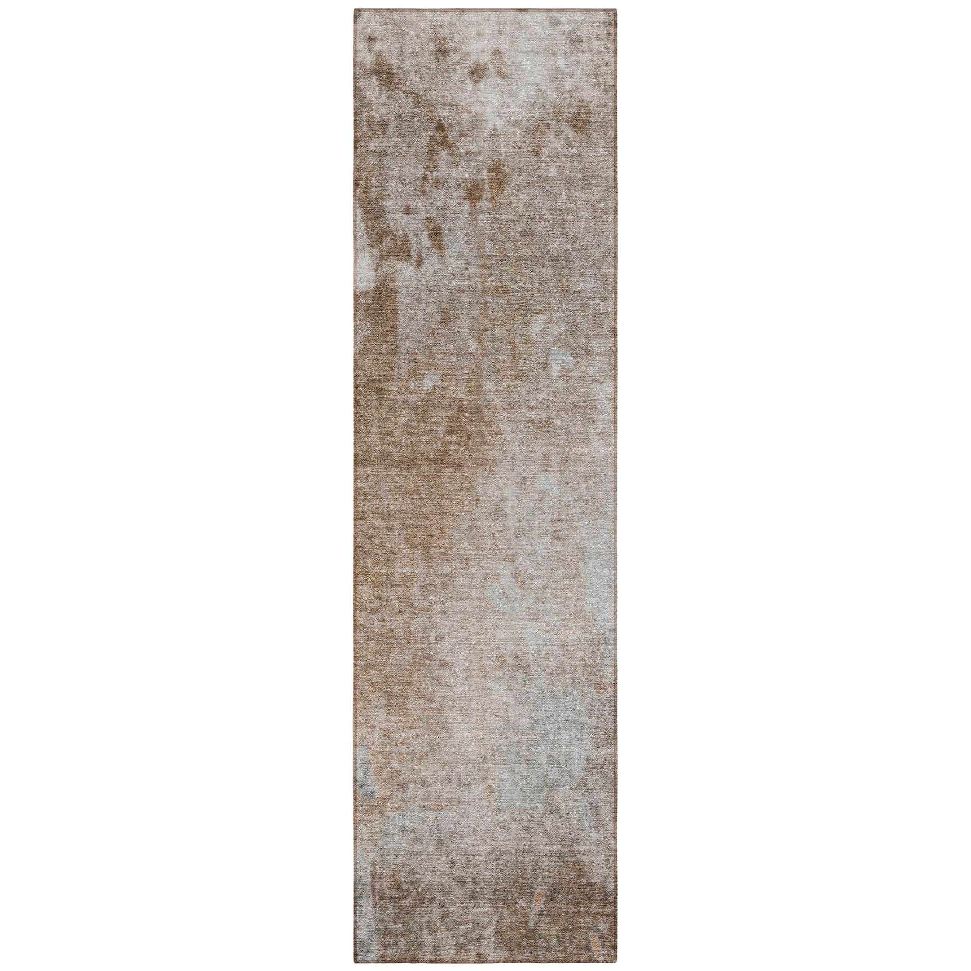 Machine Washable Mocha Brown Rug - Indoor / Outdoor - Kids / Pet Friendly Abstract Print Rug