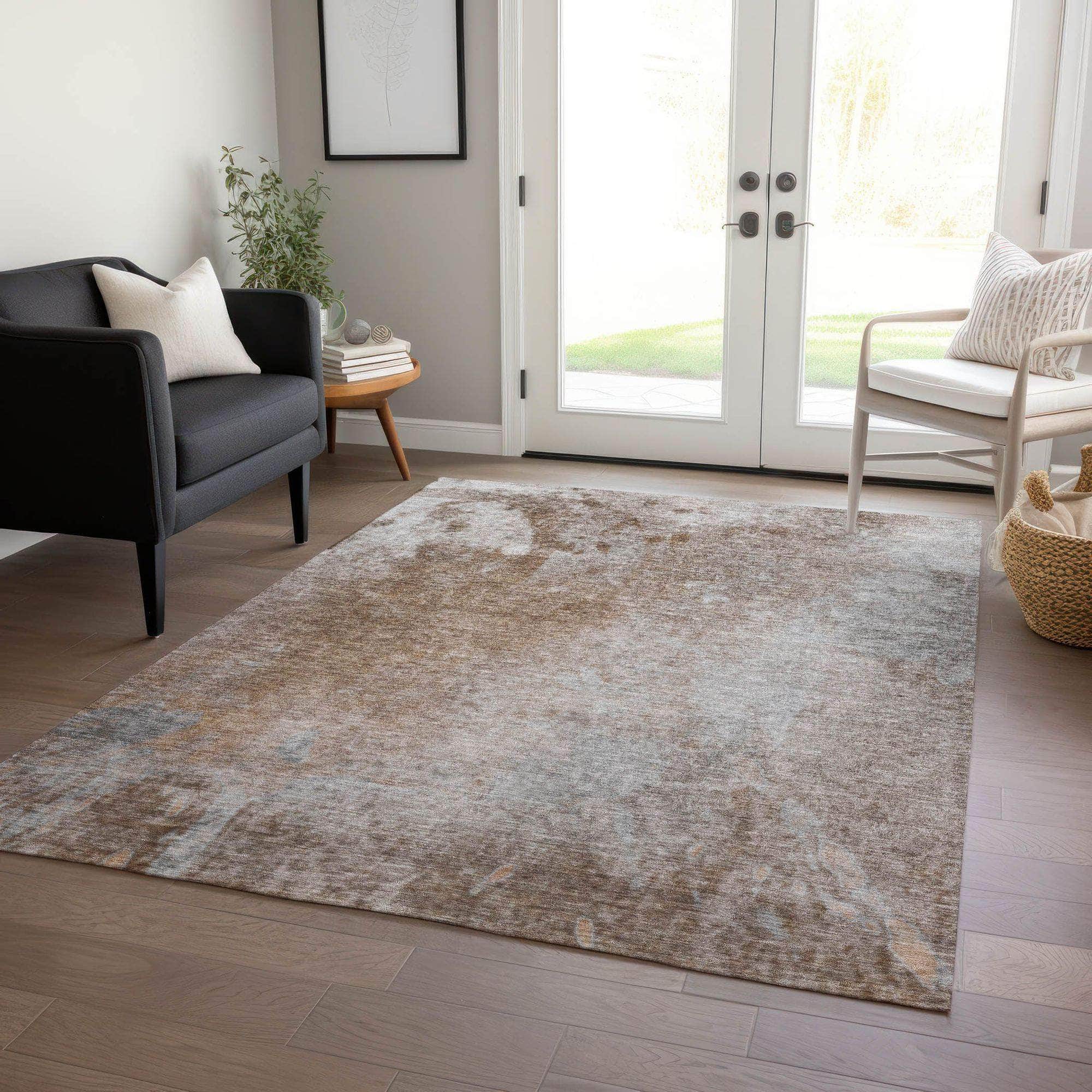 Machine Made ACN562 Mocha Brown Rugs