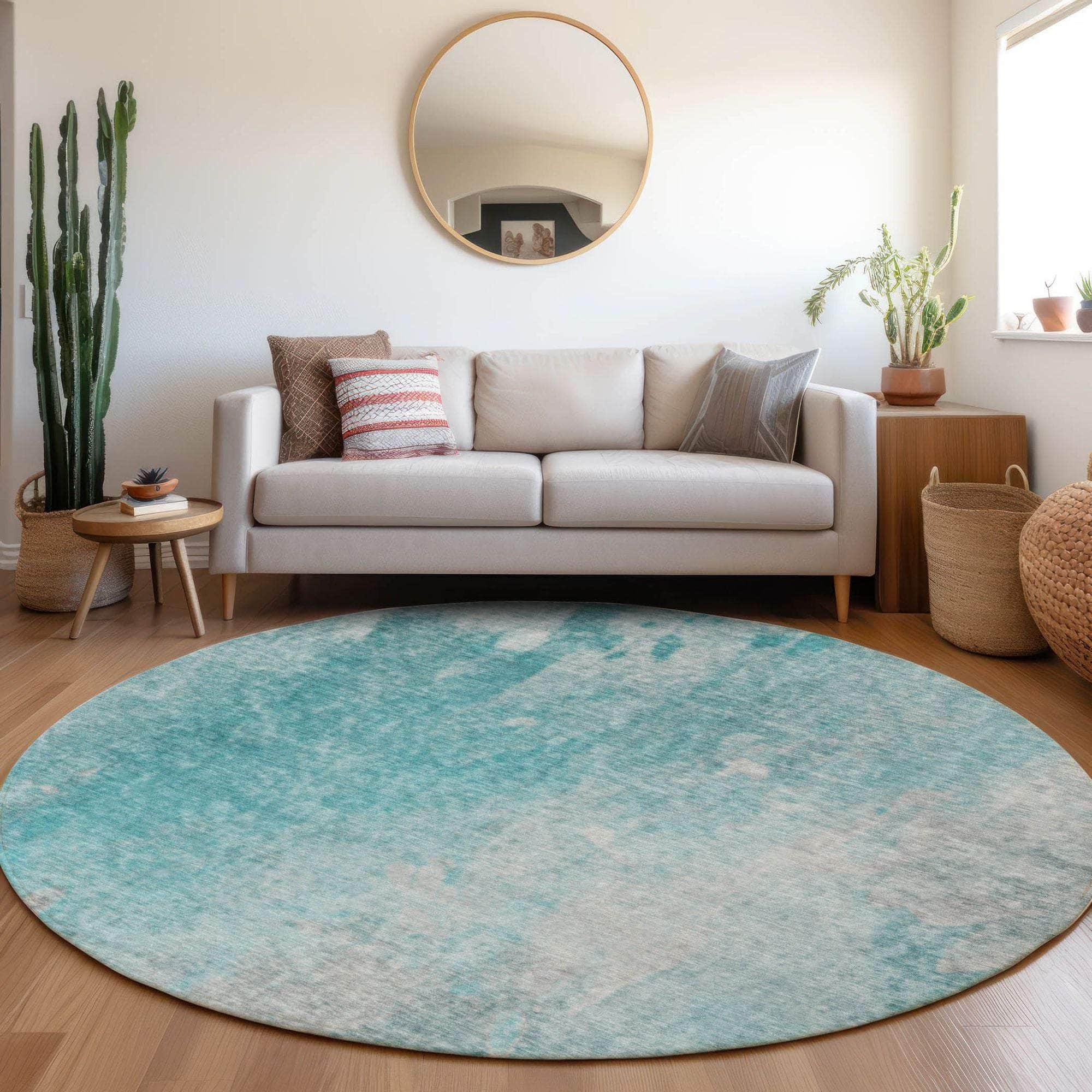 Machine Made ACN562 Teal Rugs