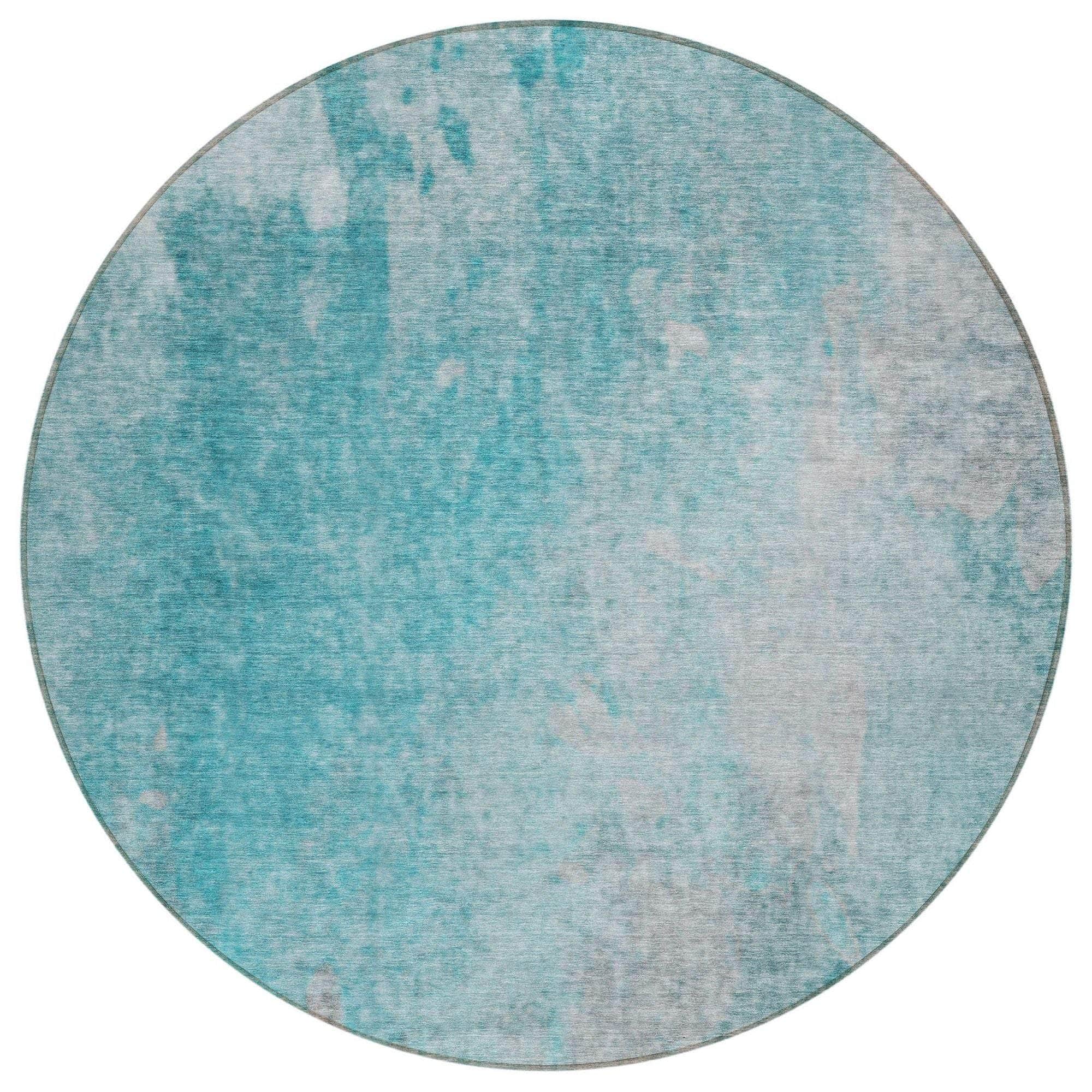 Machine Washable Teal Rug - Indoor / Outdoor - Kids / Pet Friendly Abstract Print Rug