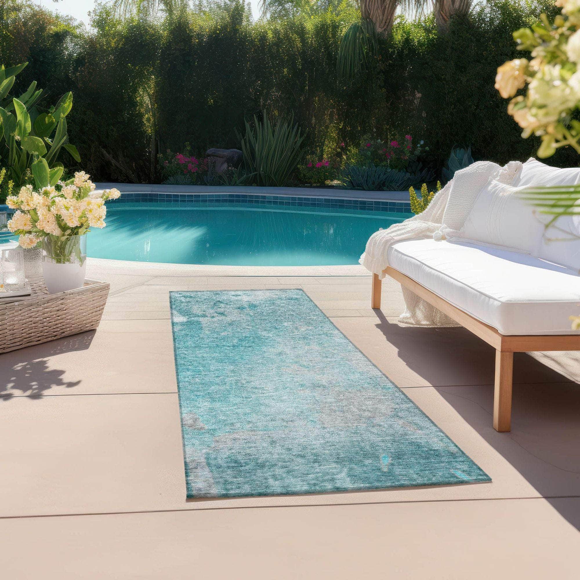 Machine Made ACN562 Teal Rugs