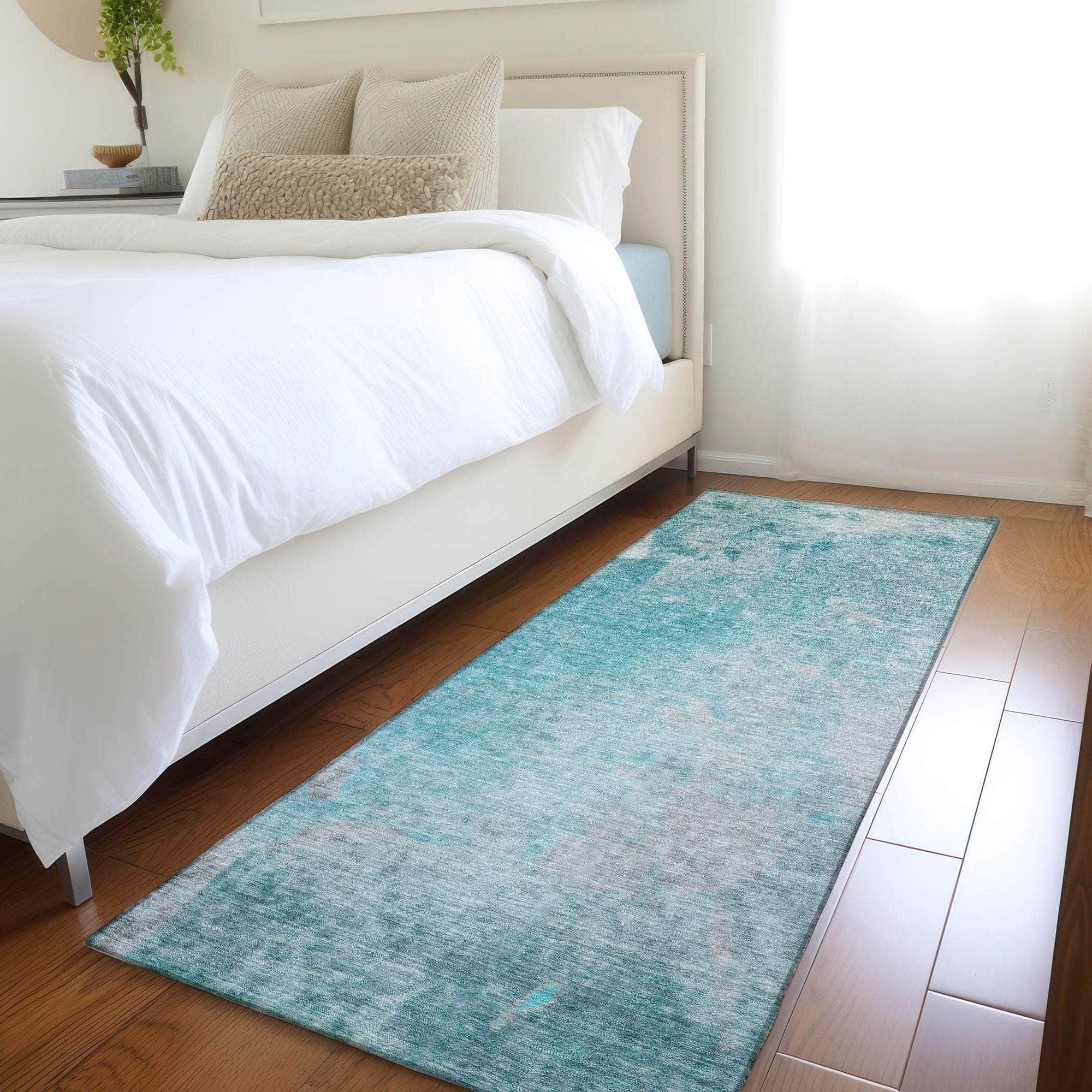Machine Made ACN562 Teal Rugs