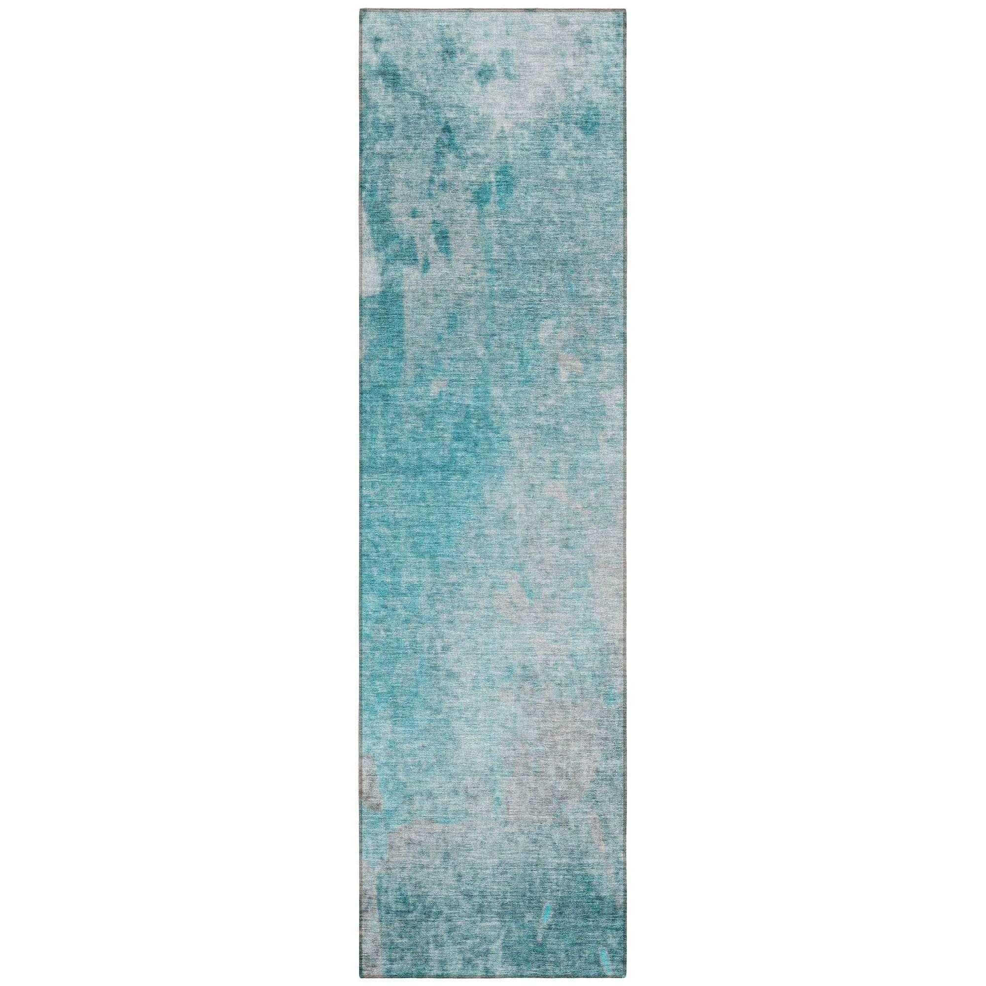 Machine Washable Teal Rug - Indoor / Outdoor - Kids / Pet Friendly Abstract Print Rug