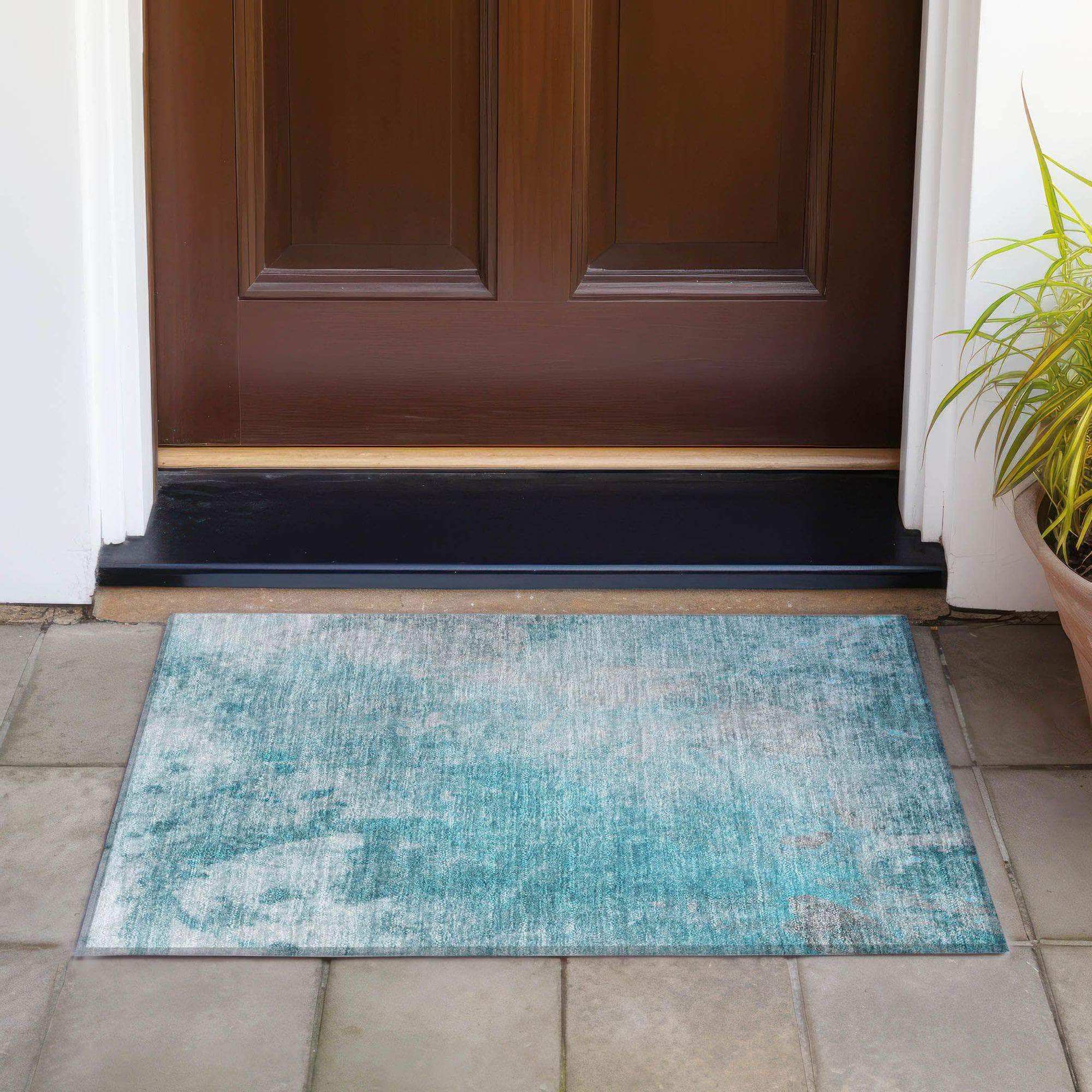 Machine Made ACN562 Teal Rugs
