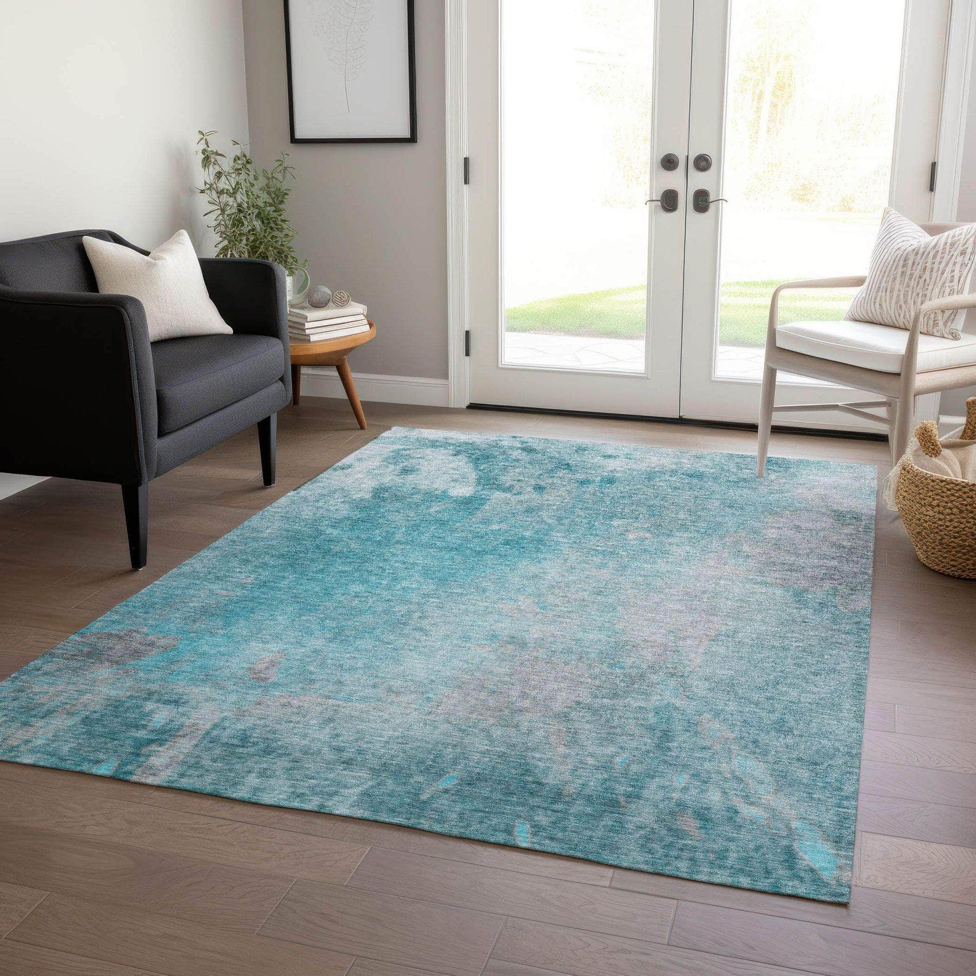 Machine Made ACN562 Teal Rugs