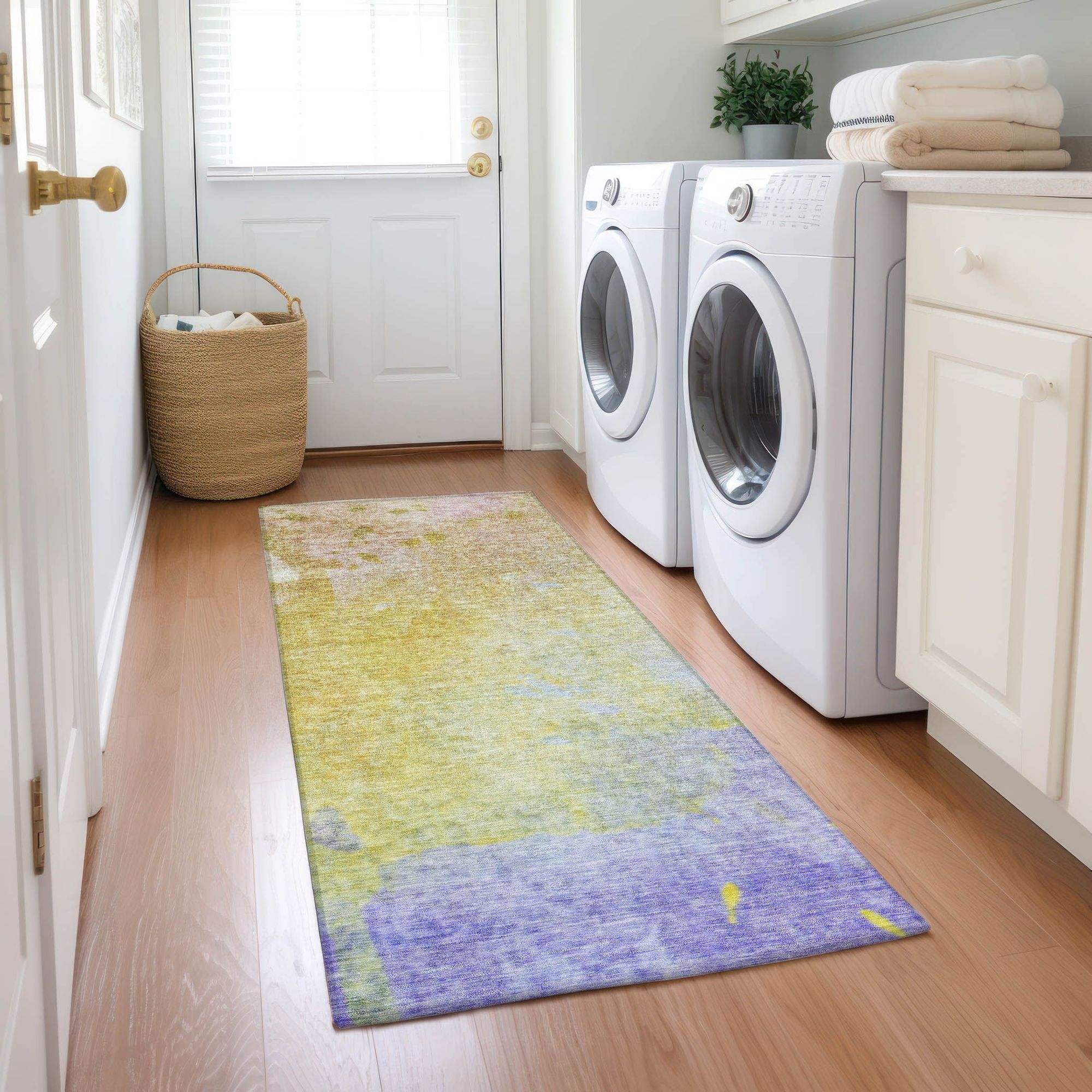 Machine Made ACN562 Wheat Gold Rugs