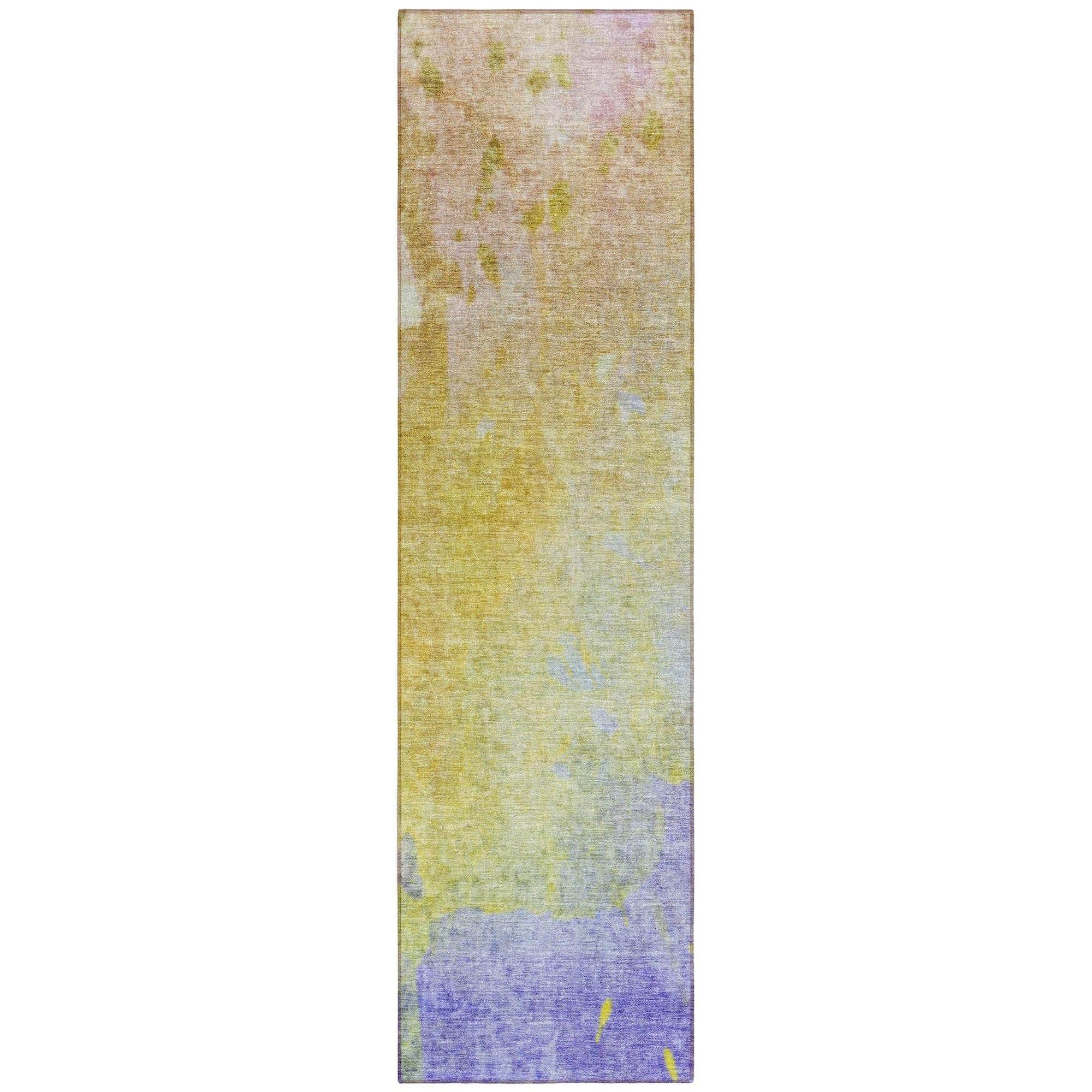 Machine Washable Wheat Gold Rug - Indoor / Outdoor - Kids / Pet Friendly Abstract Print Rug