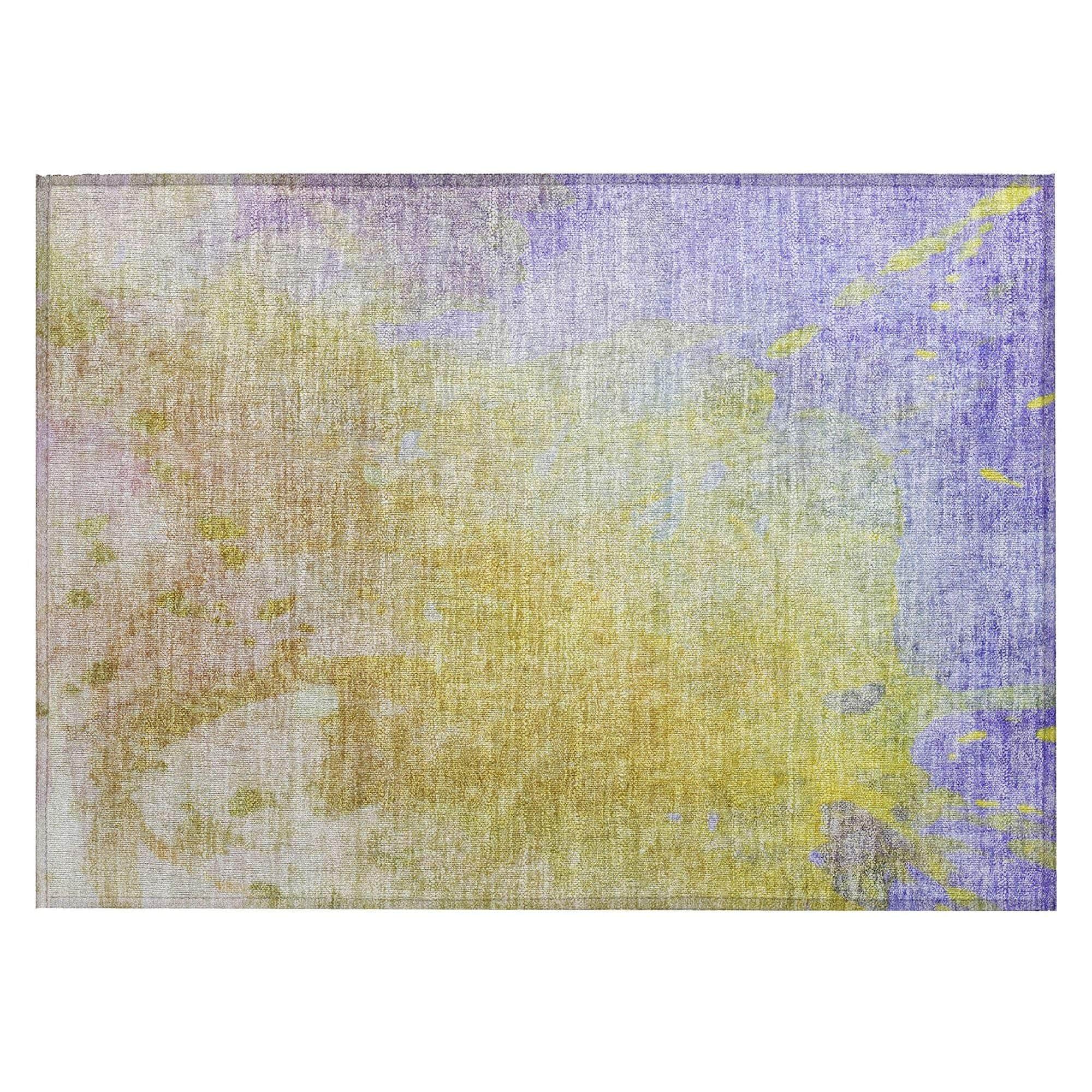 Machine Washable Wheat Gold Rug - Indoor / Outdoor - Kids / Pet Friendly Abstract Print Rug