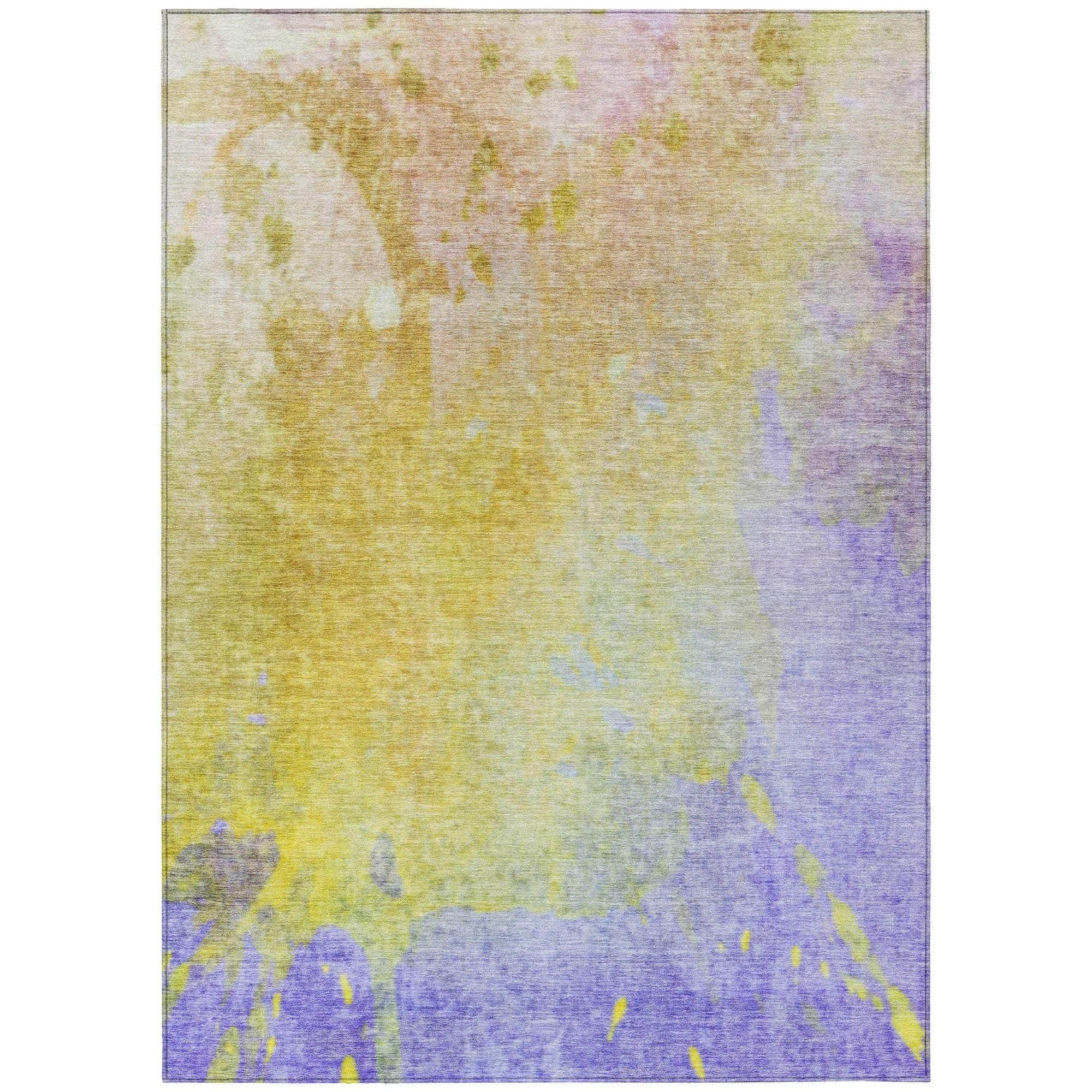 Machine Washable Wheat Gold Rug - Indoor / Outdoor - Kids / Pet Friendly Abstract Print Rug