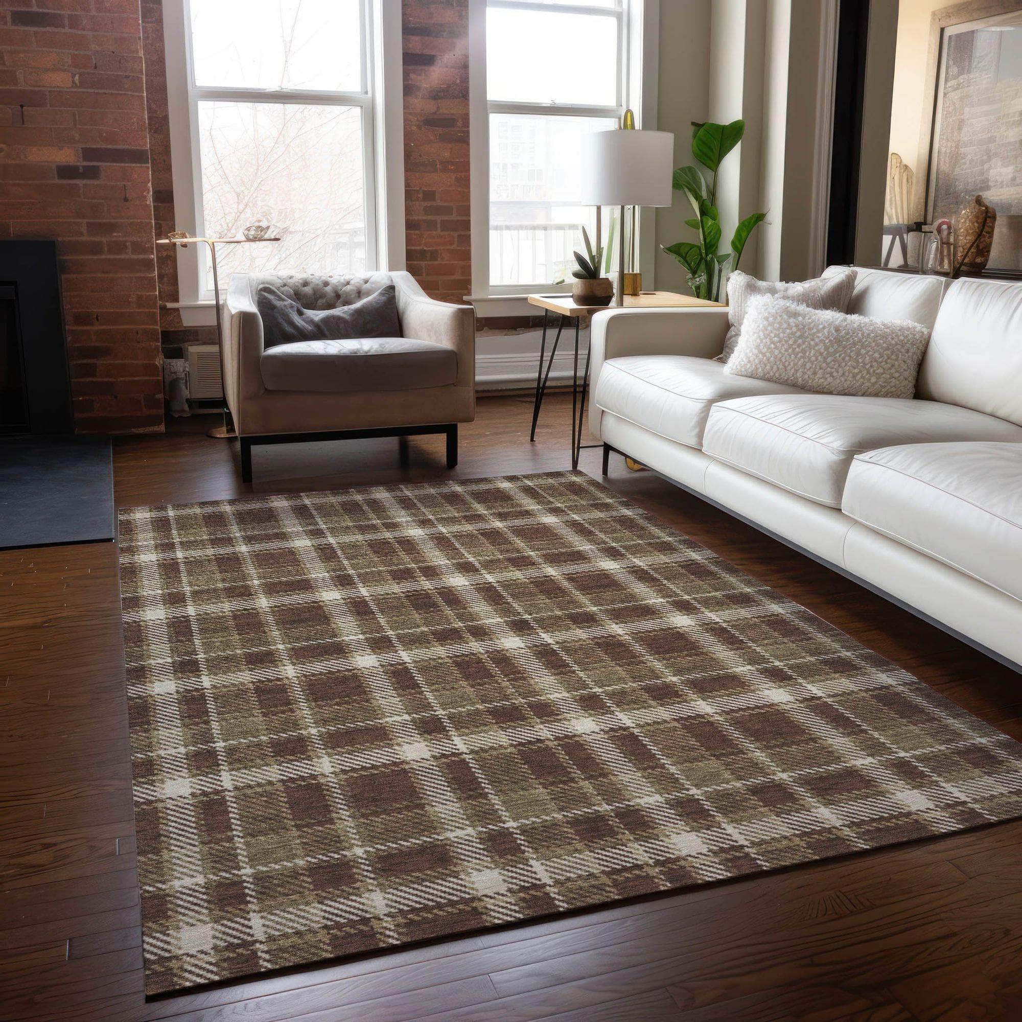 Machine Made ACN563 Chocolate Brown Rugs