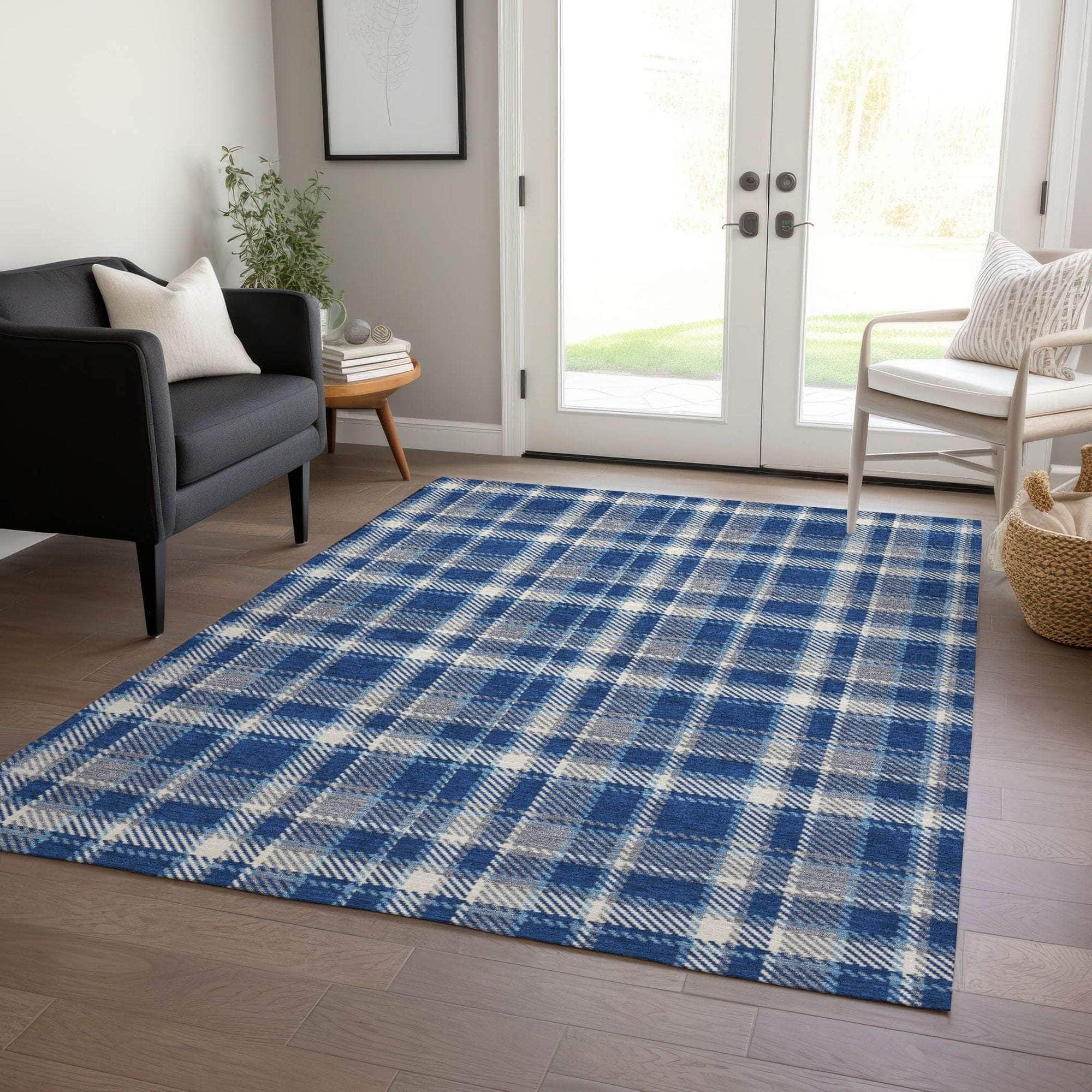 Machine Made ACN563 Navy Blue Rugs