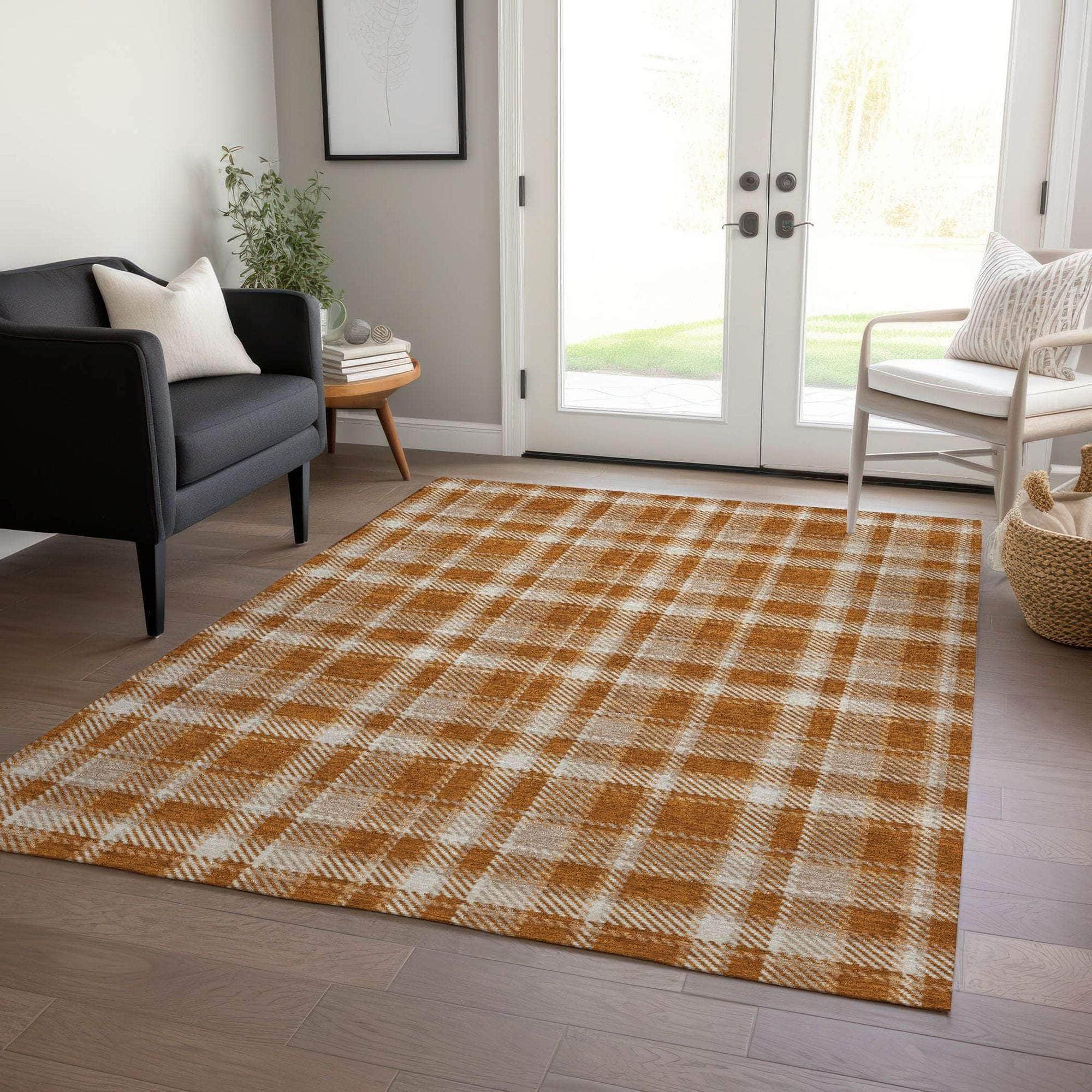 Machine Made ACN563 Paprika Orange Rugs