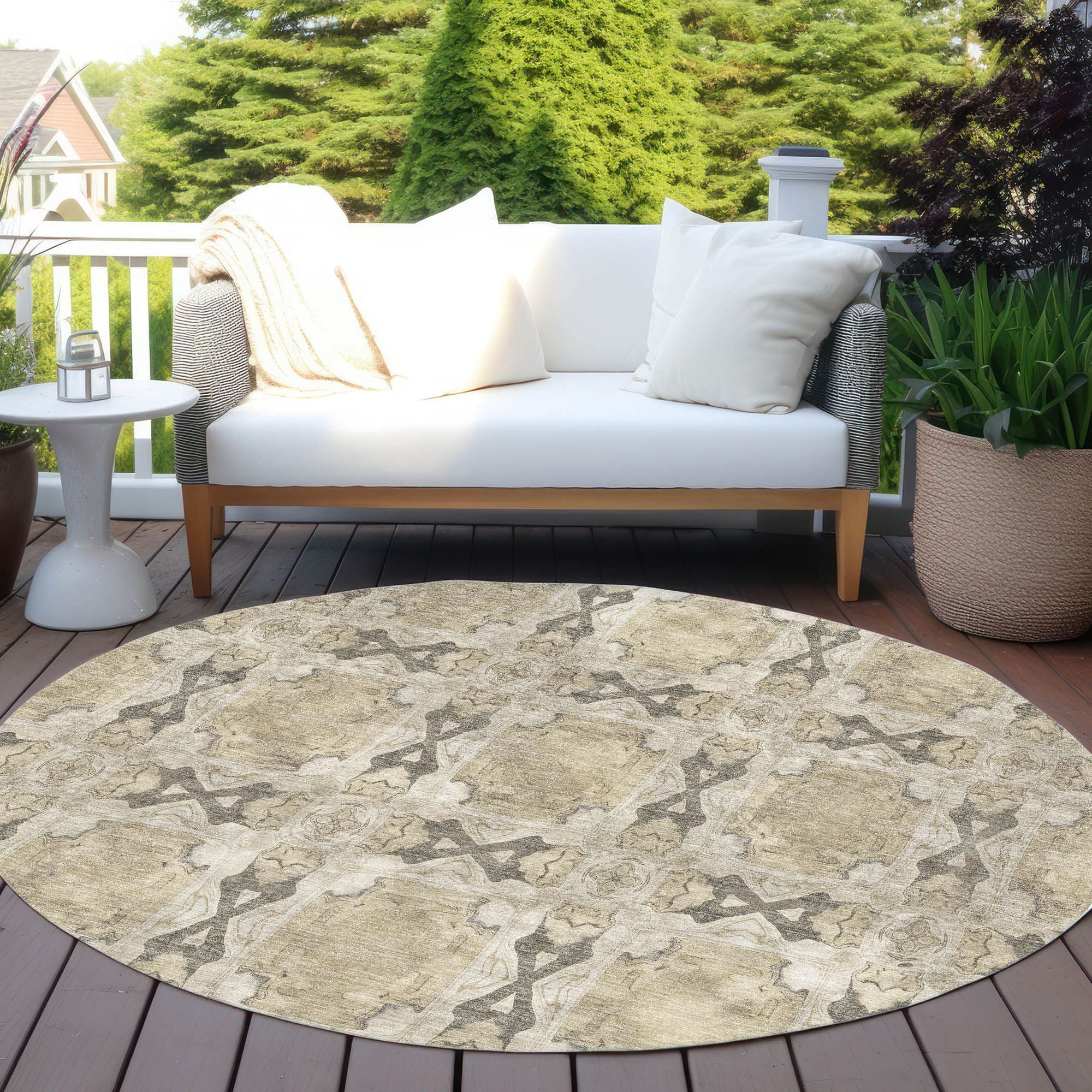 Machine Made ACN564 Beige Brown Rugs